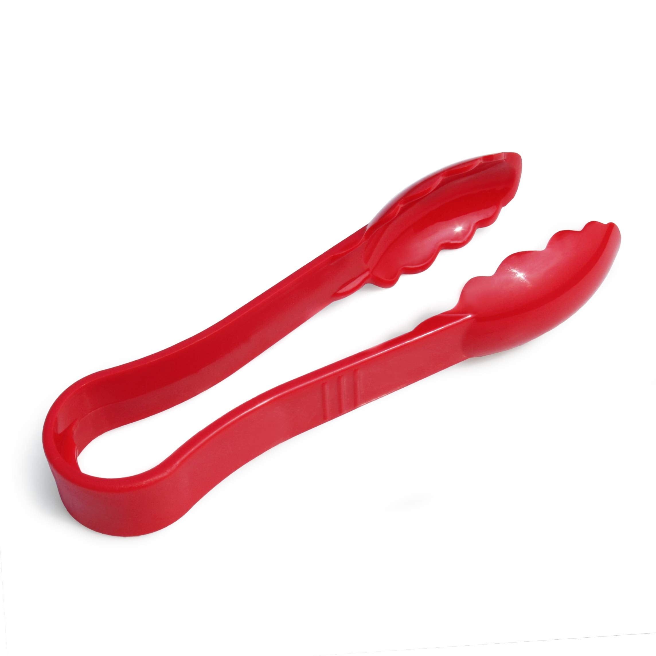New Star Foodservice 35728 Utility Tong, High Heat Plastic, Scalloped, 6 Inch, Set Of 12, Red