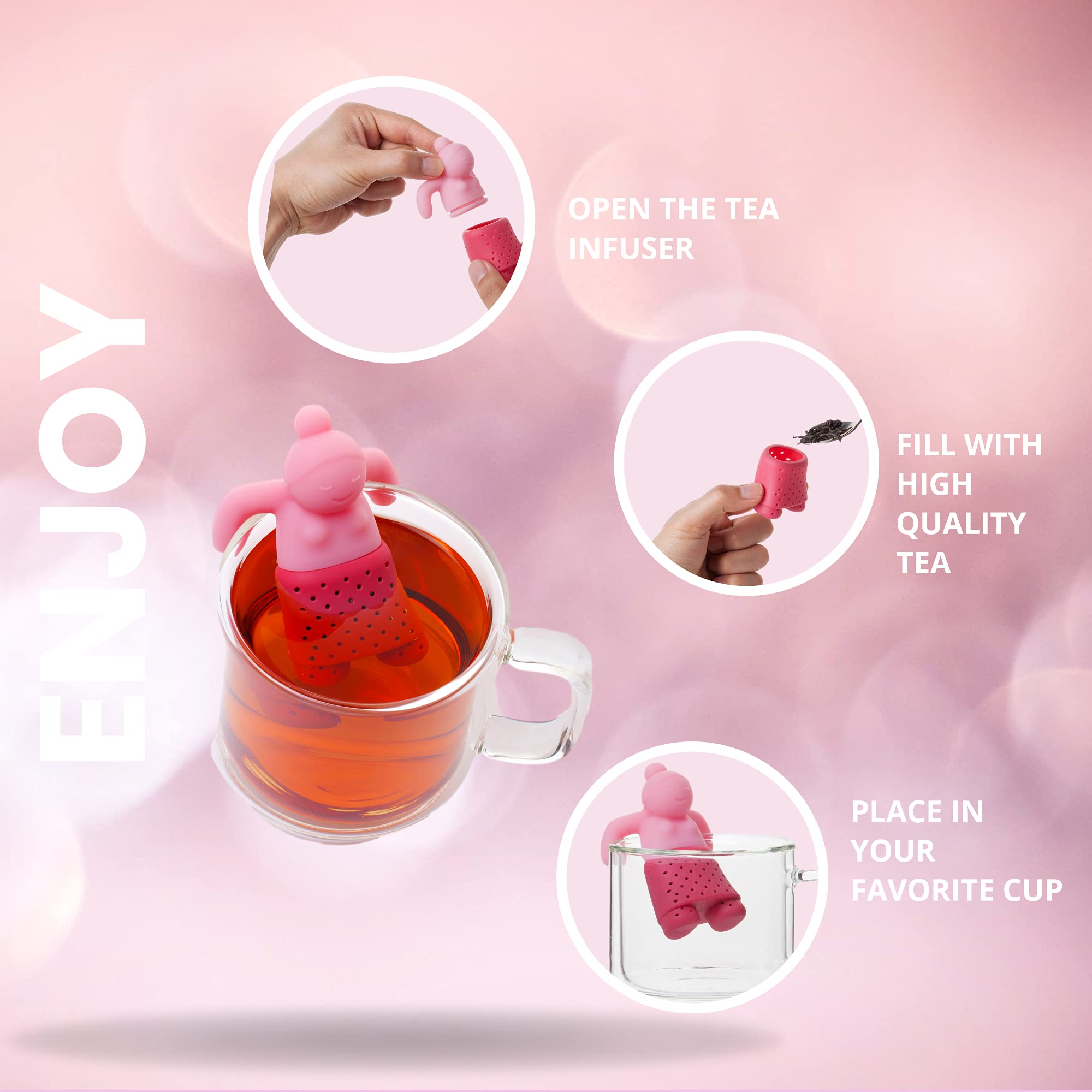 Cute Tea Infuser Girl, Reusable Loose Leaf Tea Steeper For A Mug Or Cup, Funny Silicone Tea Strainer, Gift Idea For Women Or Tea