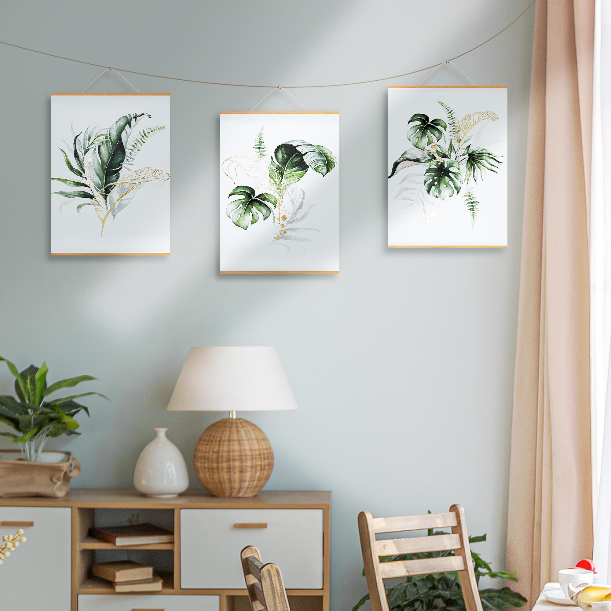 Artbyhannah Canvas Wall Art For Living Room Botanical Wall Art Gold Modern Wall Decor With Green Plant Prints For Bedroom Bathro