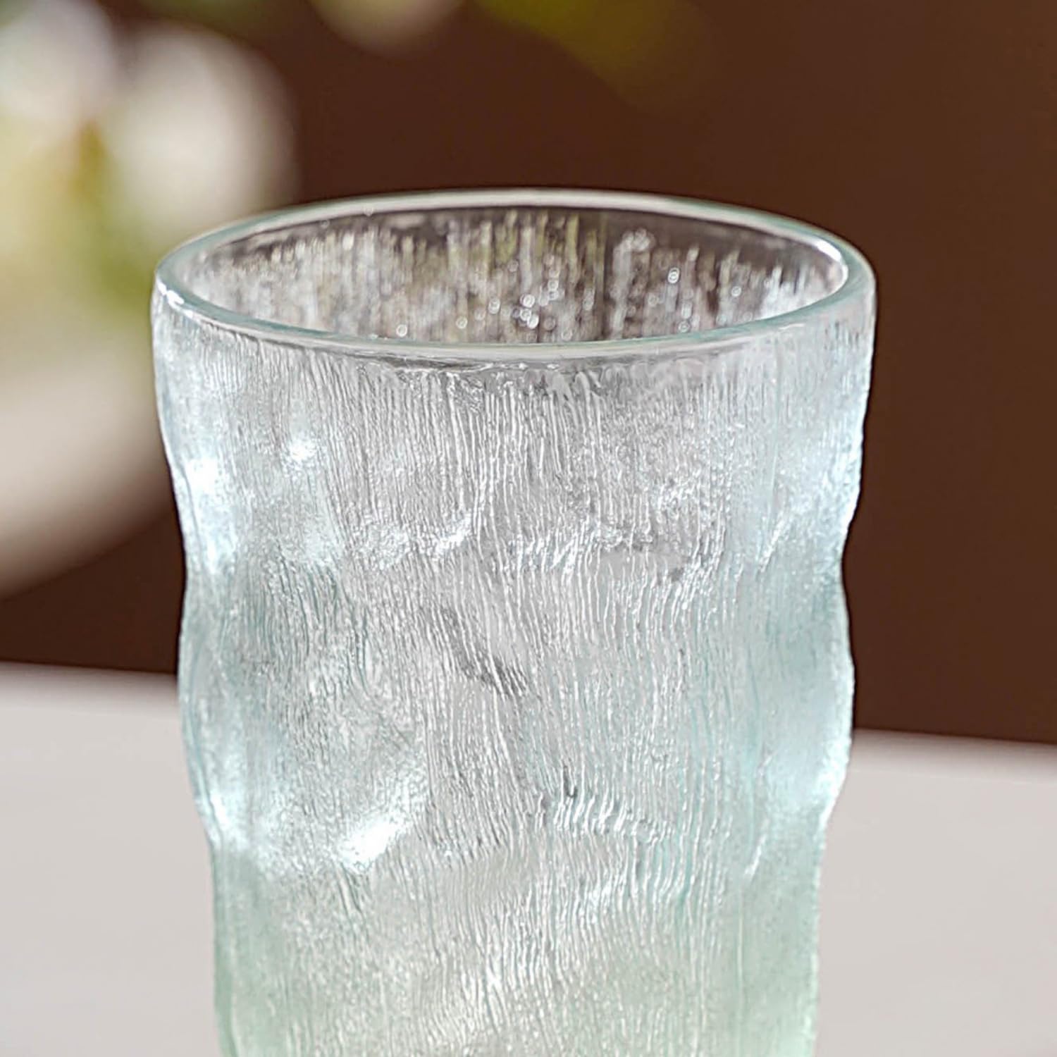 Nestasia Tall Glasses Set of 6, Food-Safe and Lead-Free Tumbler, Ombre Glacier Tempered Glassware, 350ml each