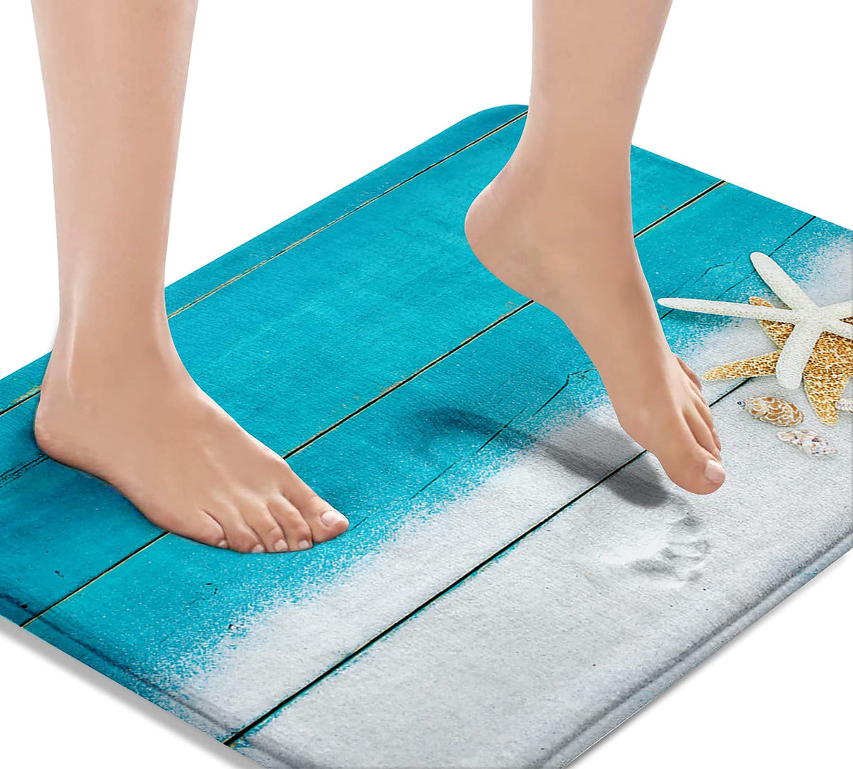 Britimes Beach Sea Shell Bath Mat For Bathroom, Bathroom Mats Rugs No Silp, Washable Cover Floor Rug Carpets Floor Mat Bathroom