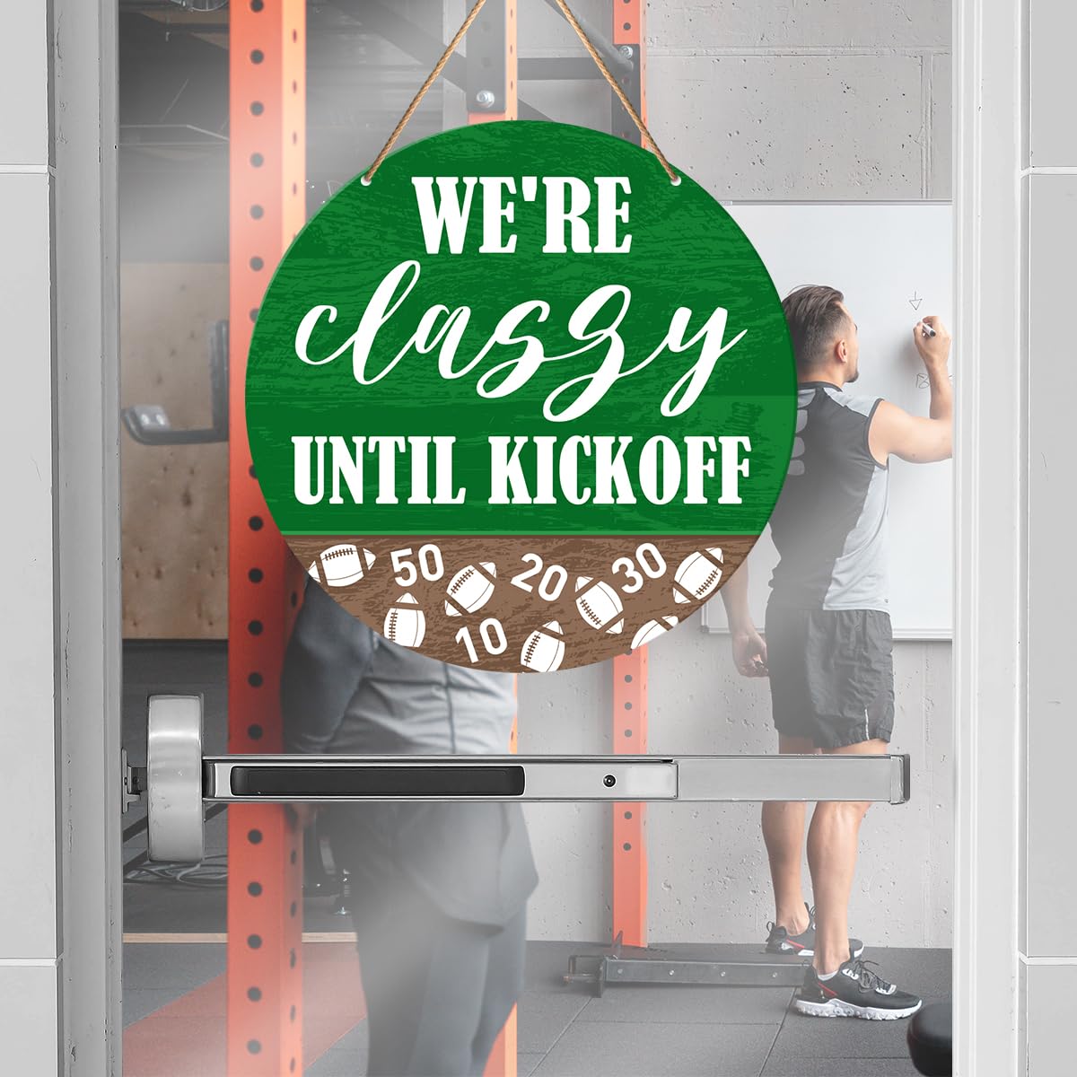 Football Signs Wall Decor, Football Hanging Sign Decor Farmhouse Sport Wall Decorations Wood Sign for Home, Boys Room, Door, Gif