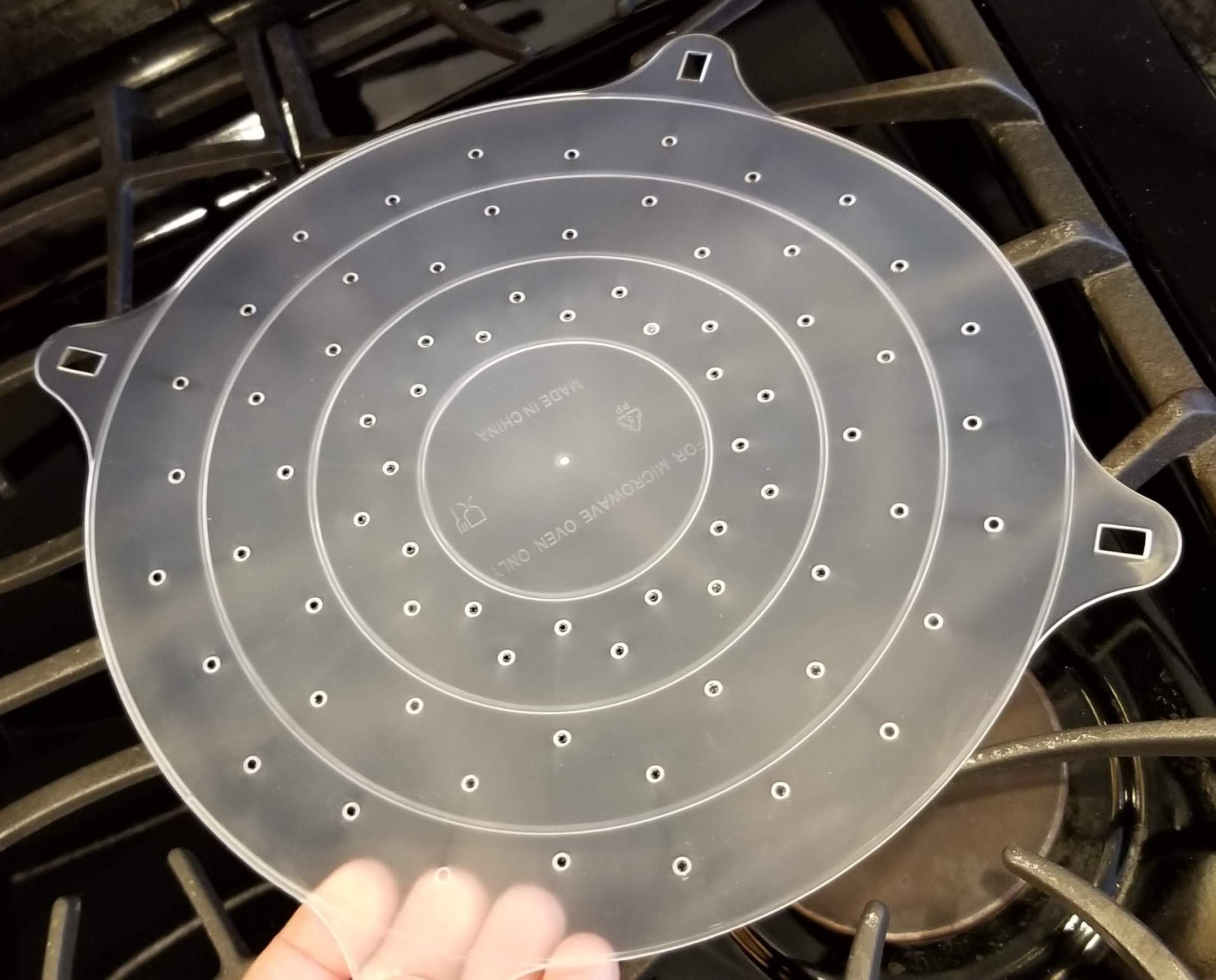 Handy Housewares 10'' Round Vented Microwave Splatter Guard Food Bowl Cover - Helps Keep Your Microwave Clean (1-Pack)