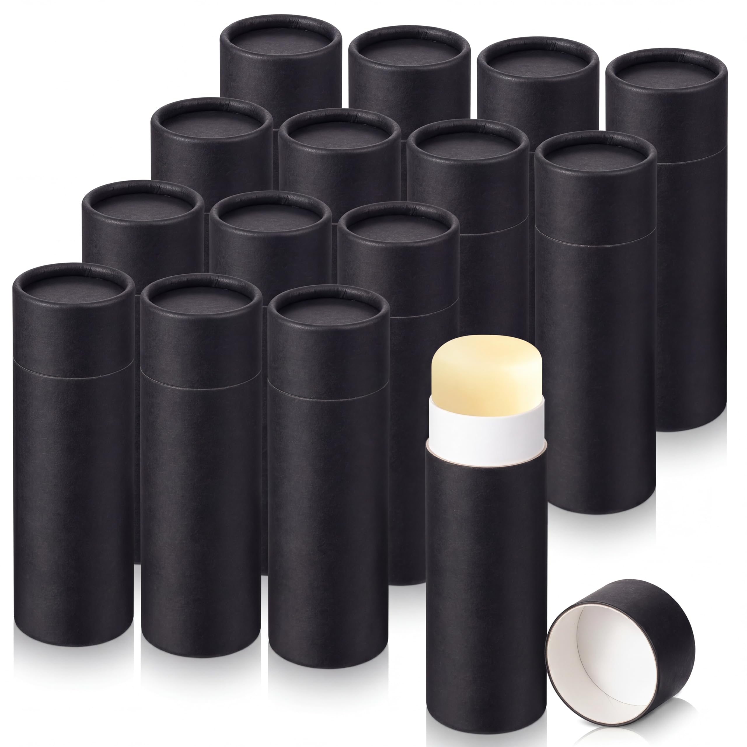 Fuyoooo 15 Pcs 75g/ 2.5oz Paperboard Deodorant Tubes Empty, Pushup Bottom Refillable Cardboard Deodorant Containers for Homemad