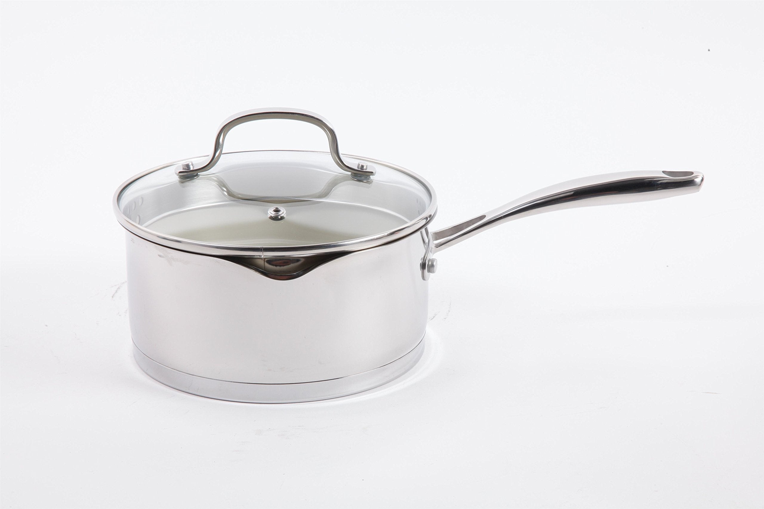 Gibson Cuisine Gleaming 7 Piece Cookware Set with Ceramic Nonstick Interior, Stainless Steel