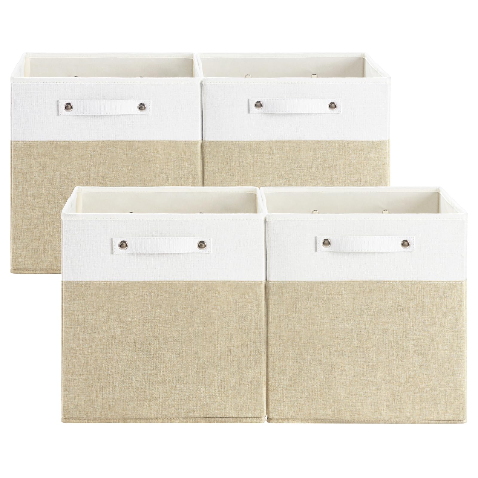 13 X 13 Inch Fine Linen Storage Bins With HandlesFabric Cube BoxsCollapsible Basket Organizers For Shelves For Home, Closet Draw