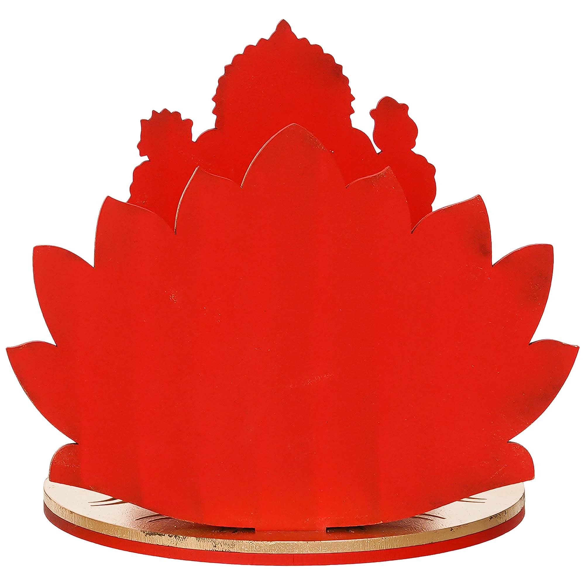 Ecraftindia Mdf Wooden Lord Ganesha Sitting On Lotus Flower Decorative Showpiece For Diwali, Lakshmi Puja, Ganesh Chaturthi Fest