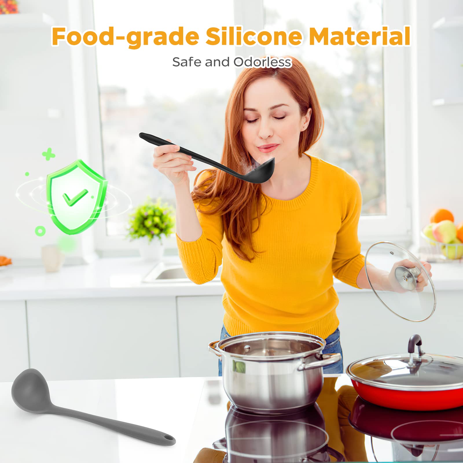 4 Pieces Silicone Ladles For Cooking - 4 Colors Middle Soup Ladle Spoon Heat Resistant Kitchen Ladle Spoons, Cooking And Serving