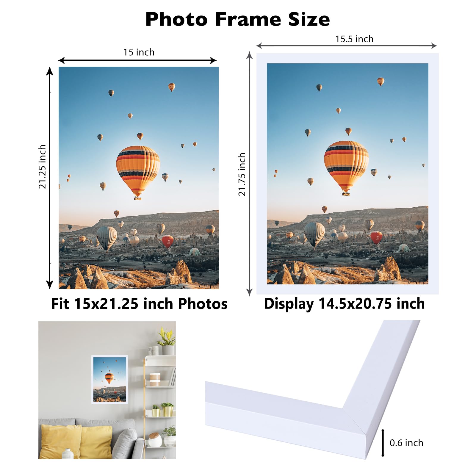 JCJMY 15x21.25 Puzzles Frame White, Wall Hanging 15 x 21.25 Picture Frame for 15 by 21.25 Poster Photo Canvas Picture Puzzles wi