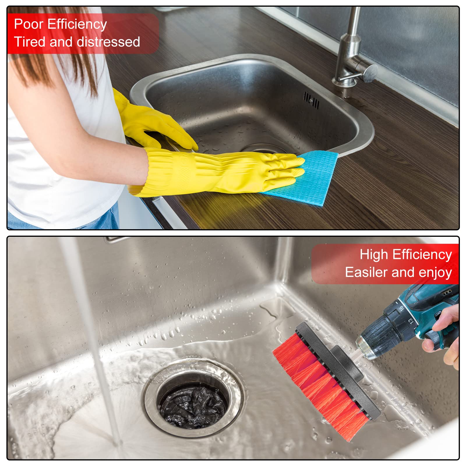 6 Pcs Drill Brush Attachment Power Scrubber Cleaning Kit Multi Purpose Drill Brush Set Drill Scrubber Brush Kit Cleaning Brushes