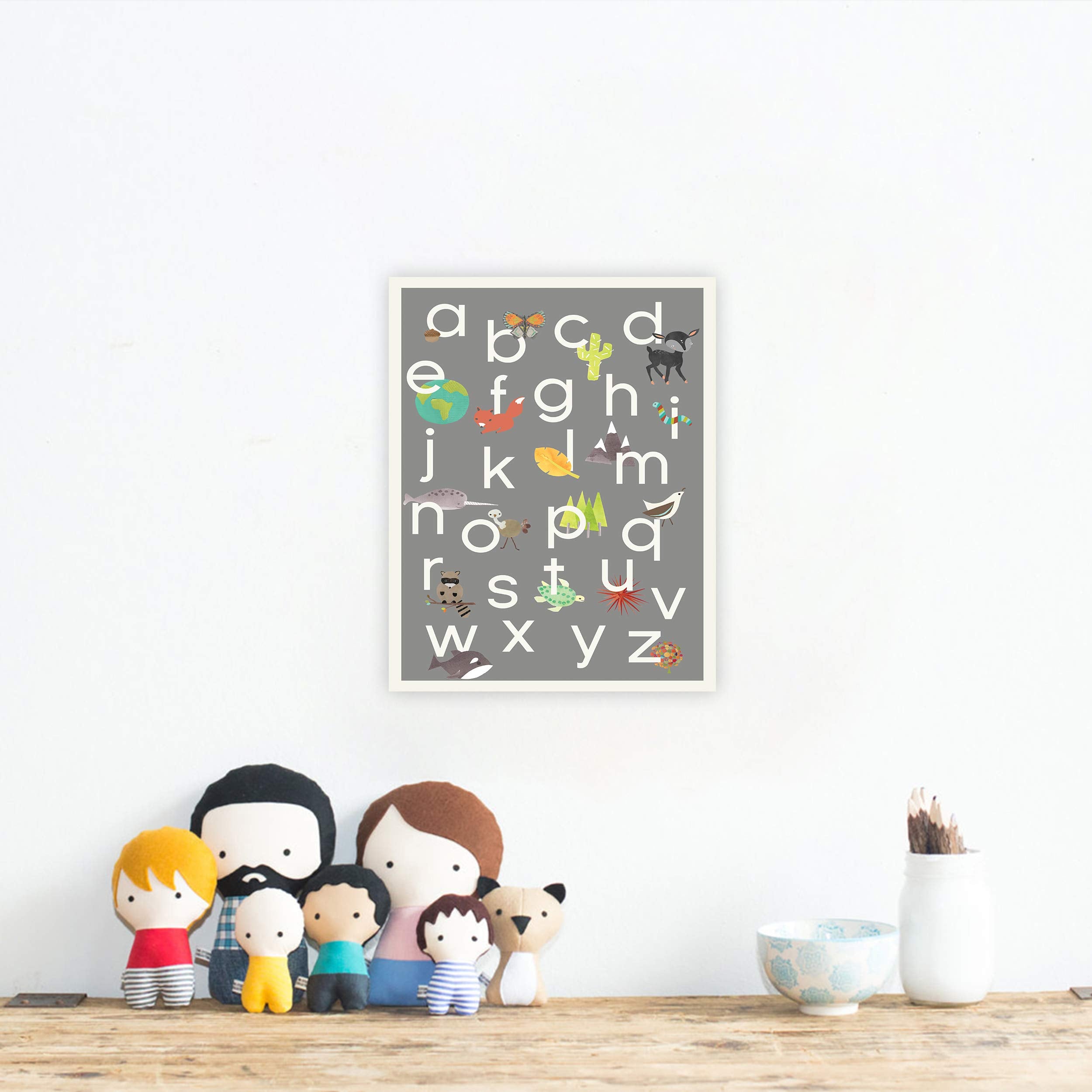 English Alphabet Children 'S Wall Art Print 11X14, Nature Themed, Our World In Grey, Nursery Decor, Kid 'S Wall Art Print, Kid '
