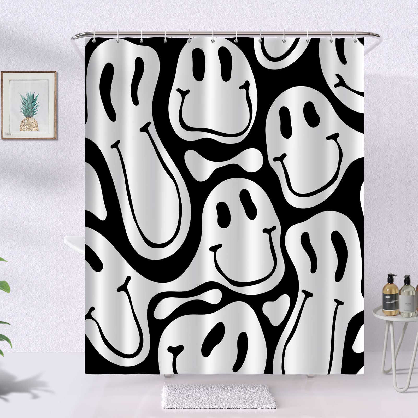 Watbro Retro Shower Curtain Set,60S 70S Vintage Waterproof Polyester Fabric Shower Curtain With Hooks,72 X72 Inches