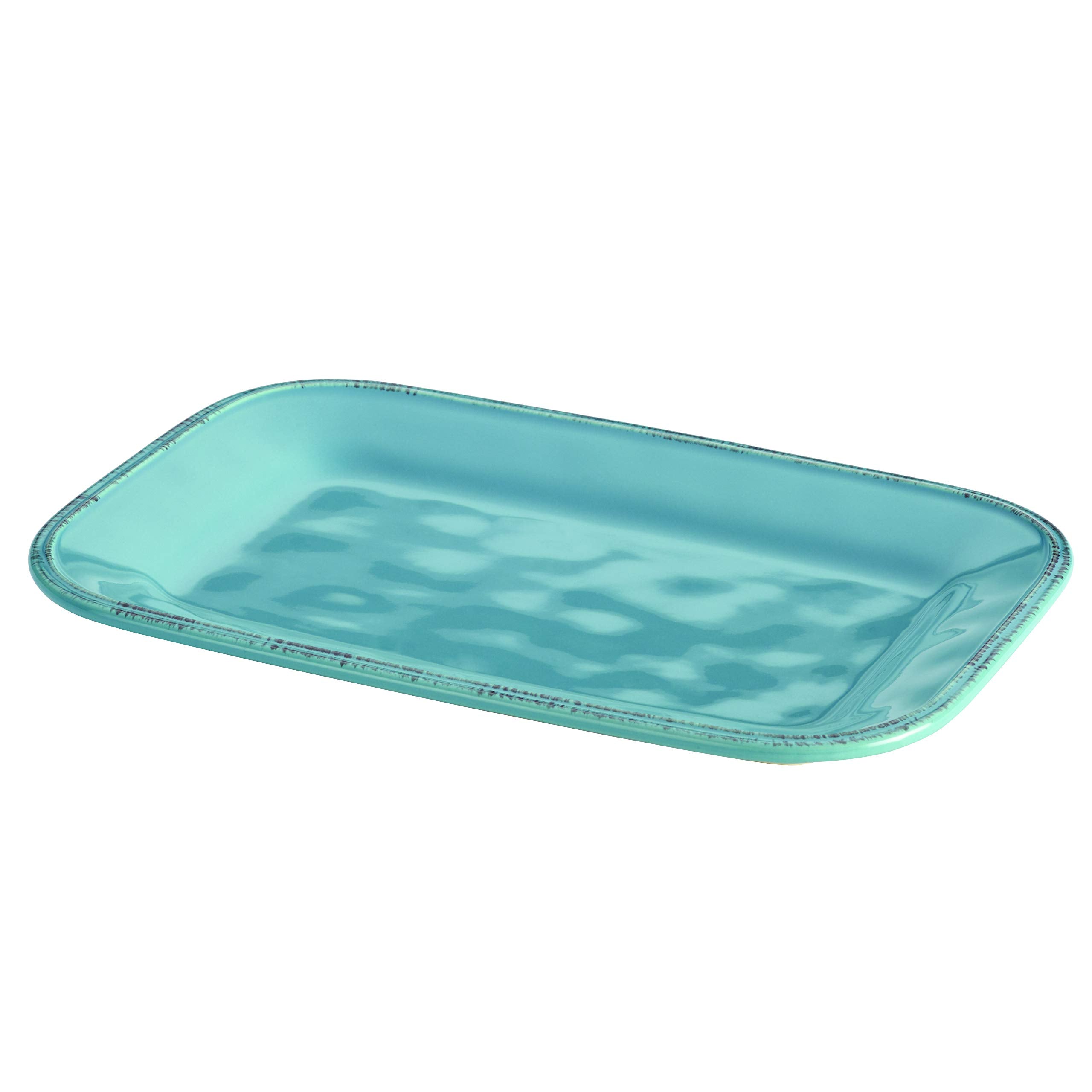 Rachael Ray Cucina Dinnerware Stoneware Rectangular Platter, Agave Blue -, 8 x 12