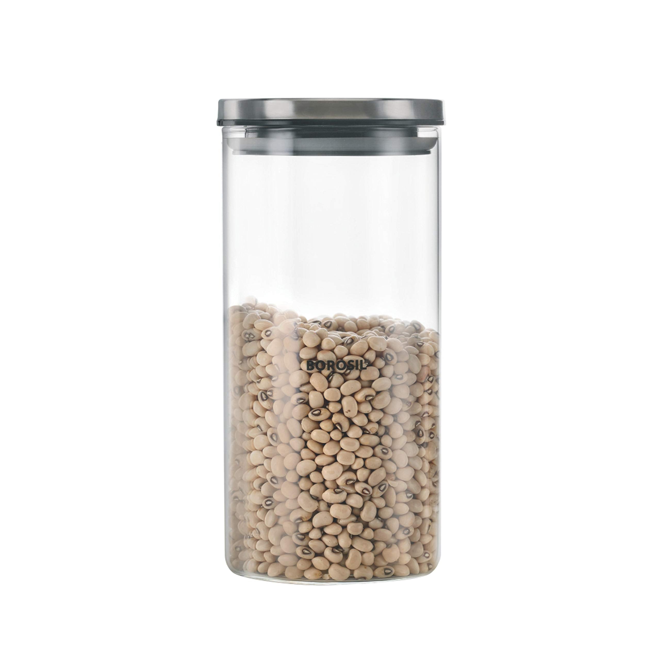 Borosil - Classic Glass Jar For Kitchen Storage, 1.2 L
