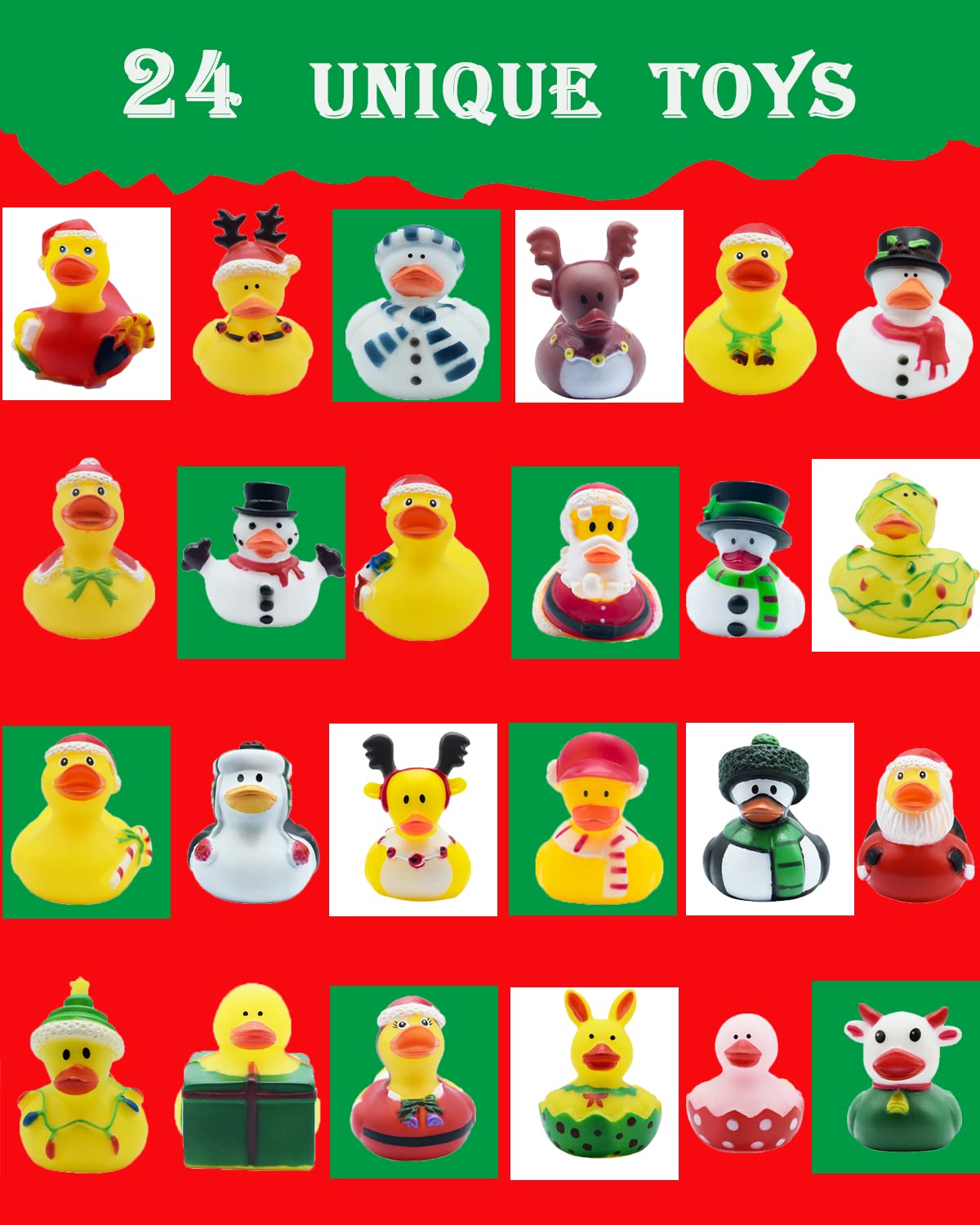 Christmas Advent Calendar 2024 Christmas Rubber Ducks Advent Calendar for Kids, 24 Days Xmas Countdown Calendar, Christmas Party
