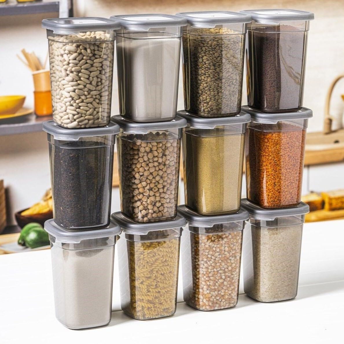 Rabby 1100Ml Pantry Storage Container Set Of 12 Airtight Food Jars