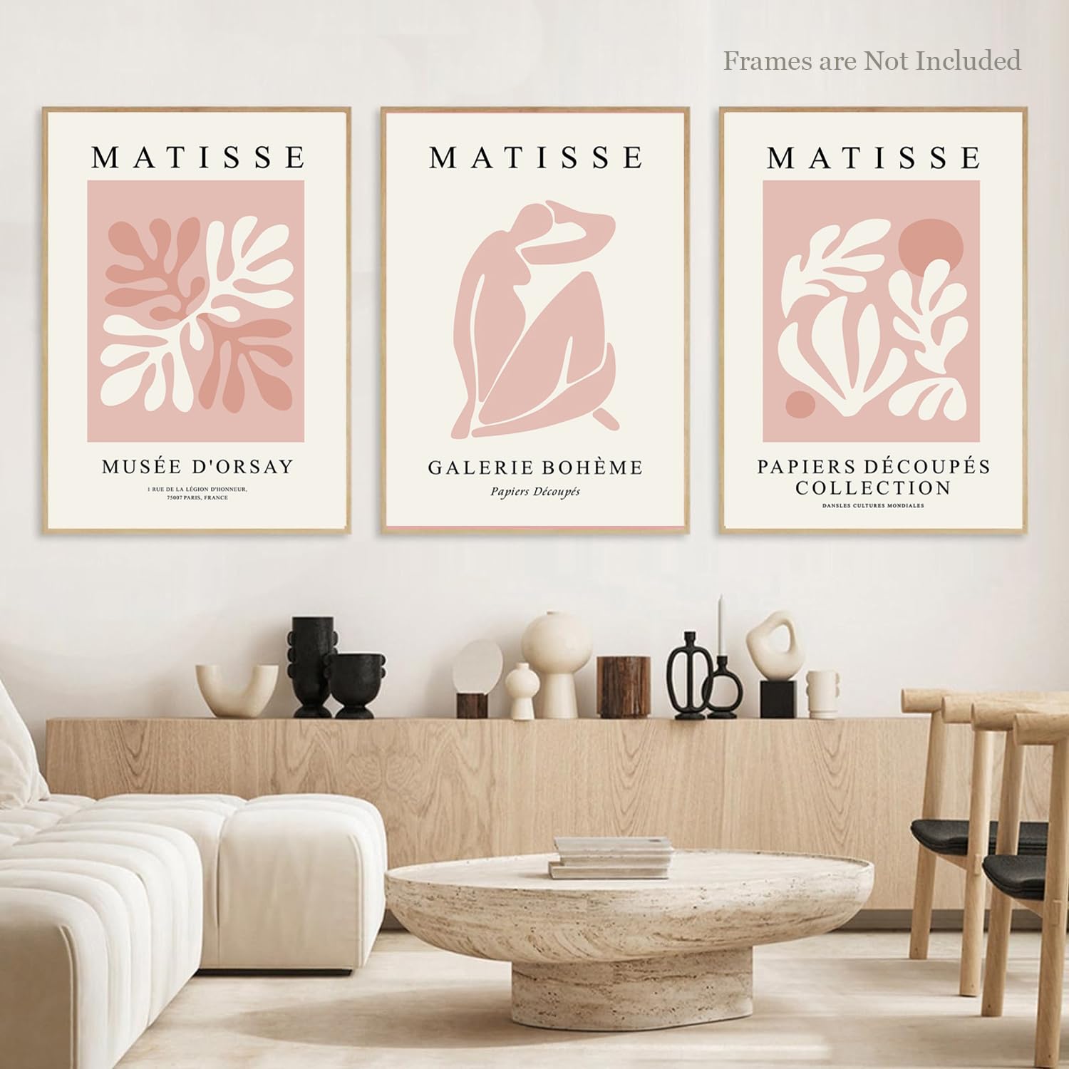 Djmwtb Matisse Abstract Canvas Wall Art Set Of 3 Pink Flower Market Poster Prints Modern Aesthetic Pictures Minimalist Wall Deco
