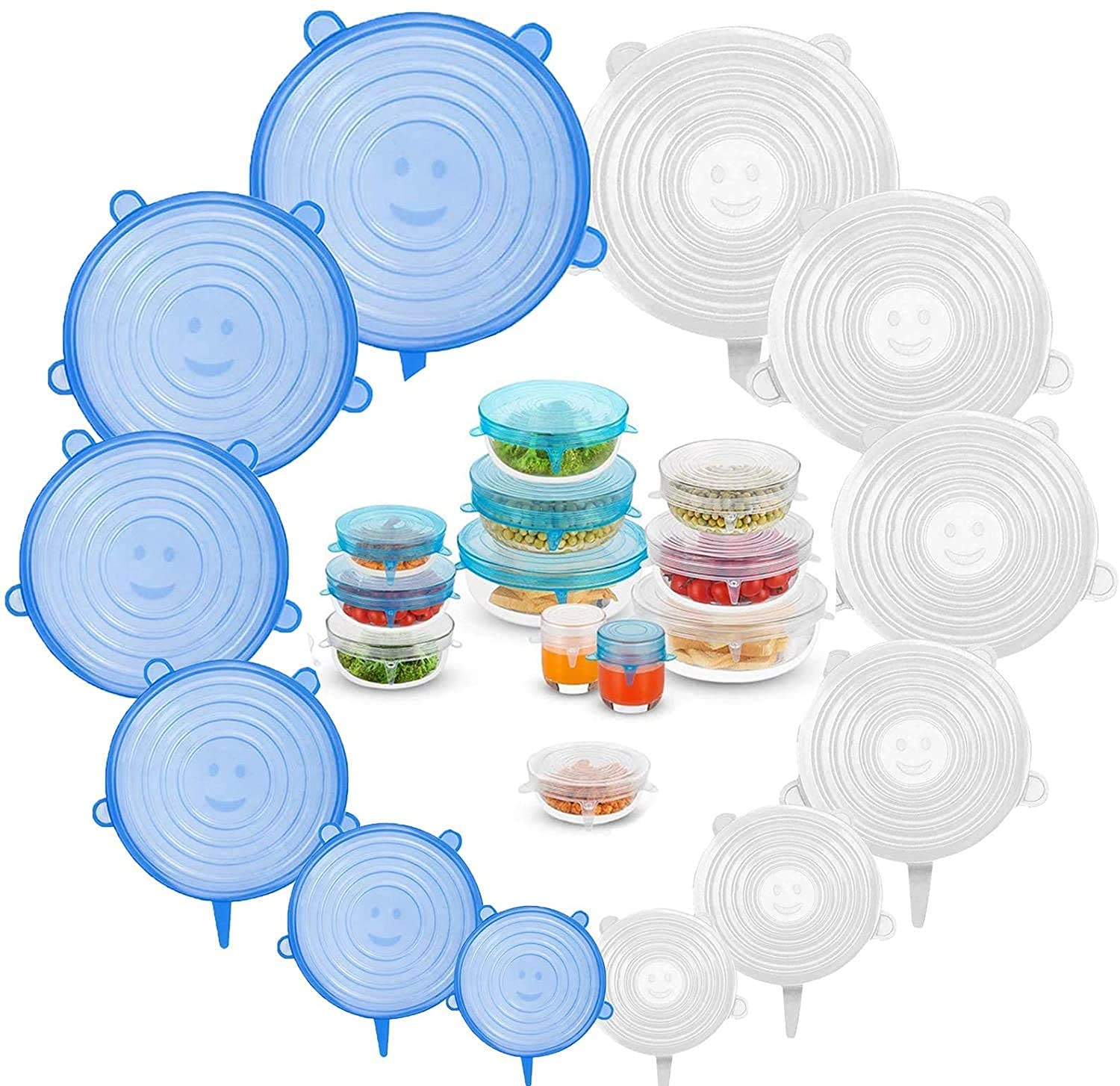 KPS 6 Pcs Silicone Stretch Lids, Various Sizes Durable Food Bowl Cover, Expandable FreshKeeping Cover (6 Pcs Set)