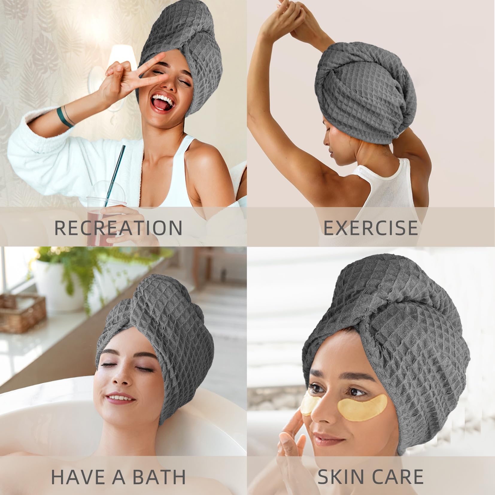MaopaoBeauty Microfiber Hair Drying Towel Breathable Hair Towel for Wet, Curly, Straight, Long Hair Extra Large 27.5 * 10.5inch
