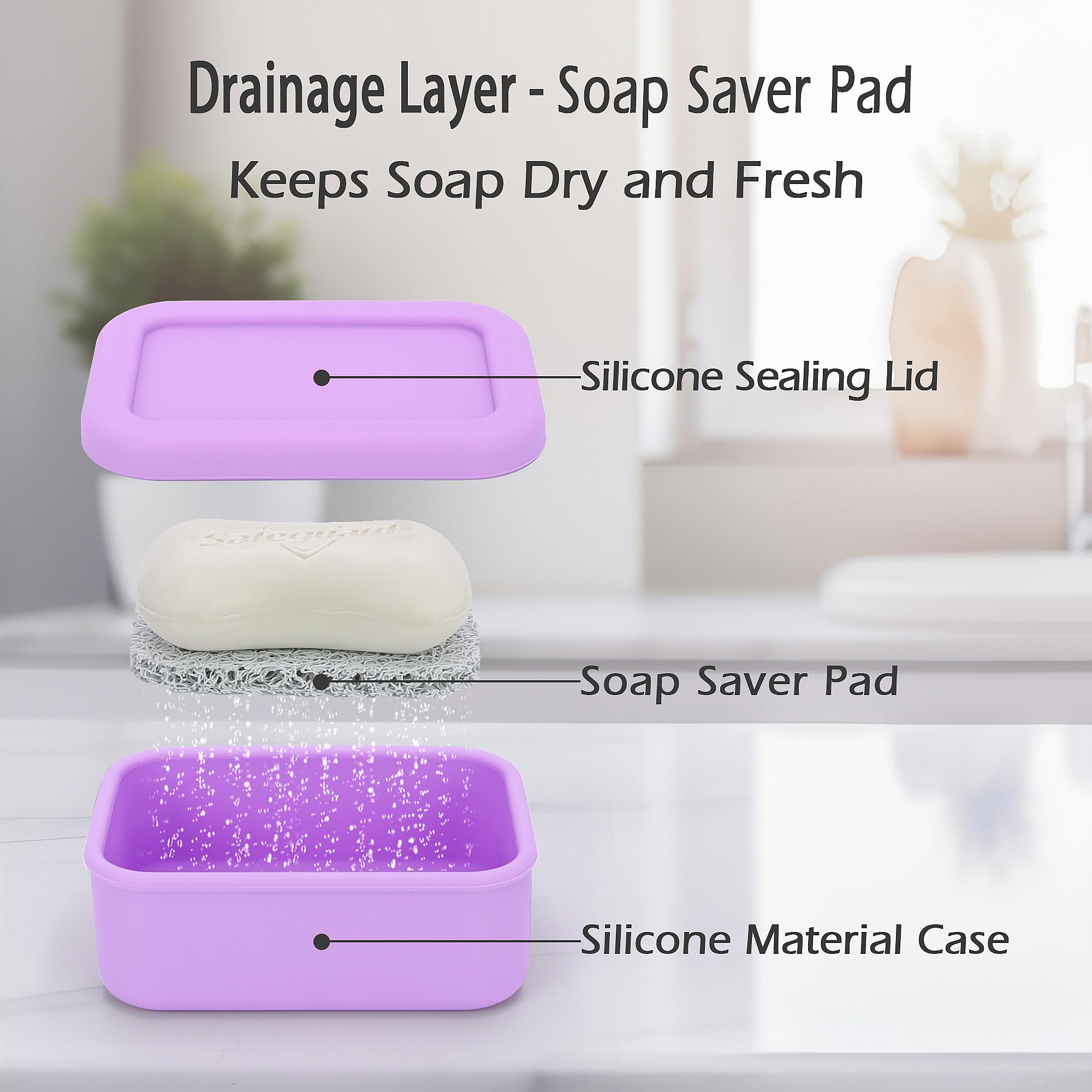Aidimming Silicone Bar Soap Travel Case,Completely Leak Proof Bar Soap Holder,Compact Soap Bar Container,Portable Soap Box For T