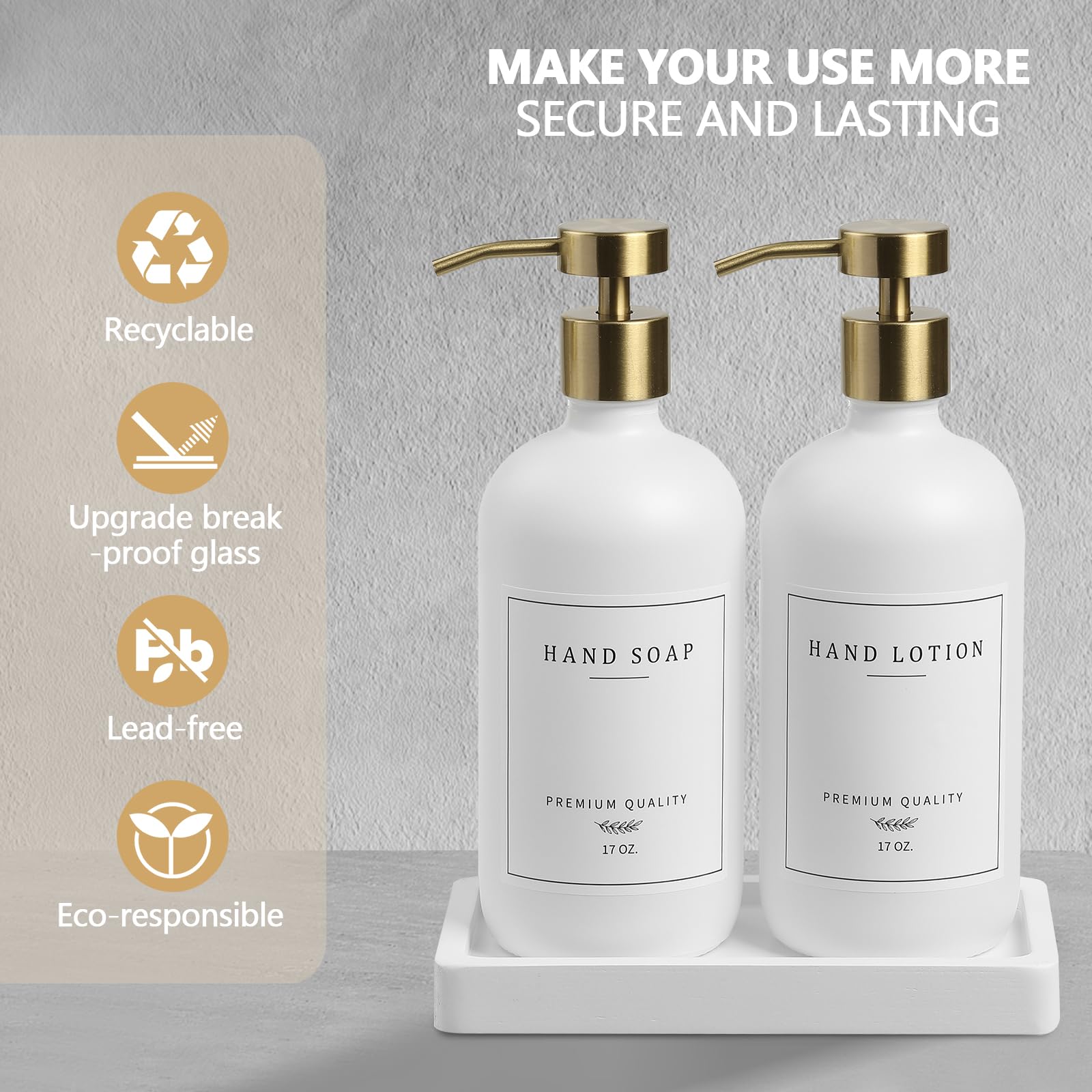 Soap Dispenser Bathroom - Dish And Hand Soap Dispenser Set, Glass Soap Dispenser With Pump, Dish Soap Dispenser For Kitchen With