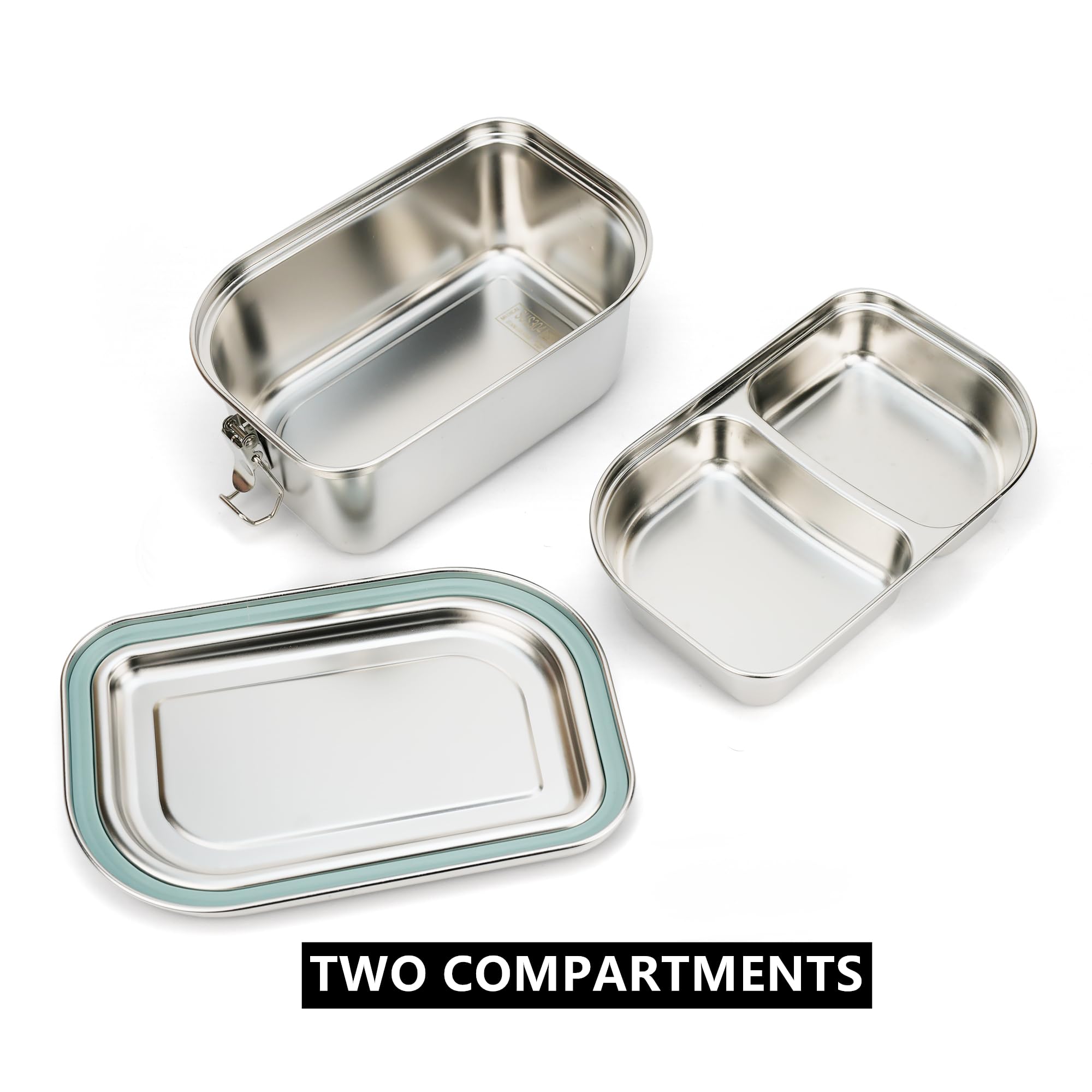Lunbengo 8.6'' X 5.9'' Stainless Steel Lunch Container Bento Box, Metal Lunch Box, Metal Food Containers Stainless Steel Food Co