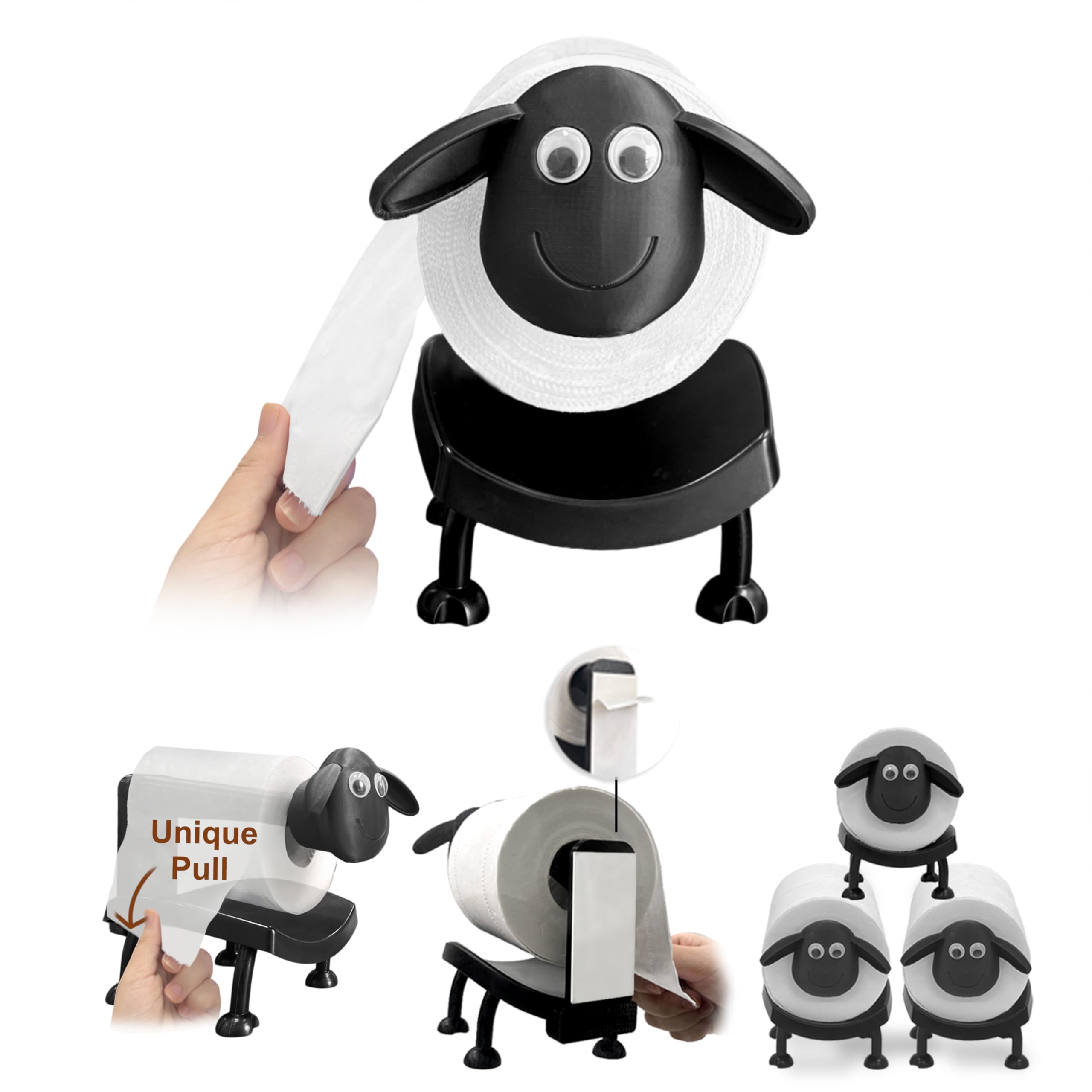Beiskll Sheep Toilet Paper Roll Holder Funny - 3D Printed Free Standing Or Adhesive Wall Mounted Tissue Storage Rack For Bathroo