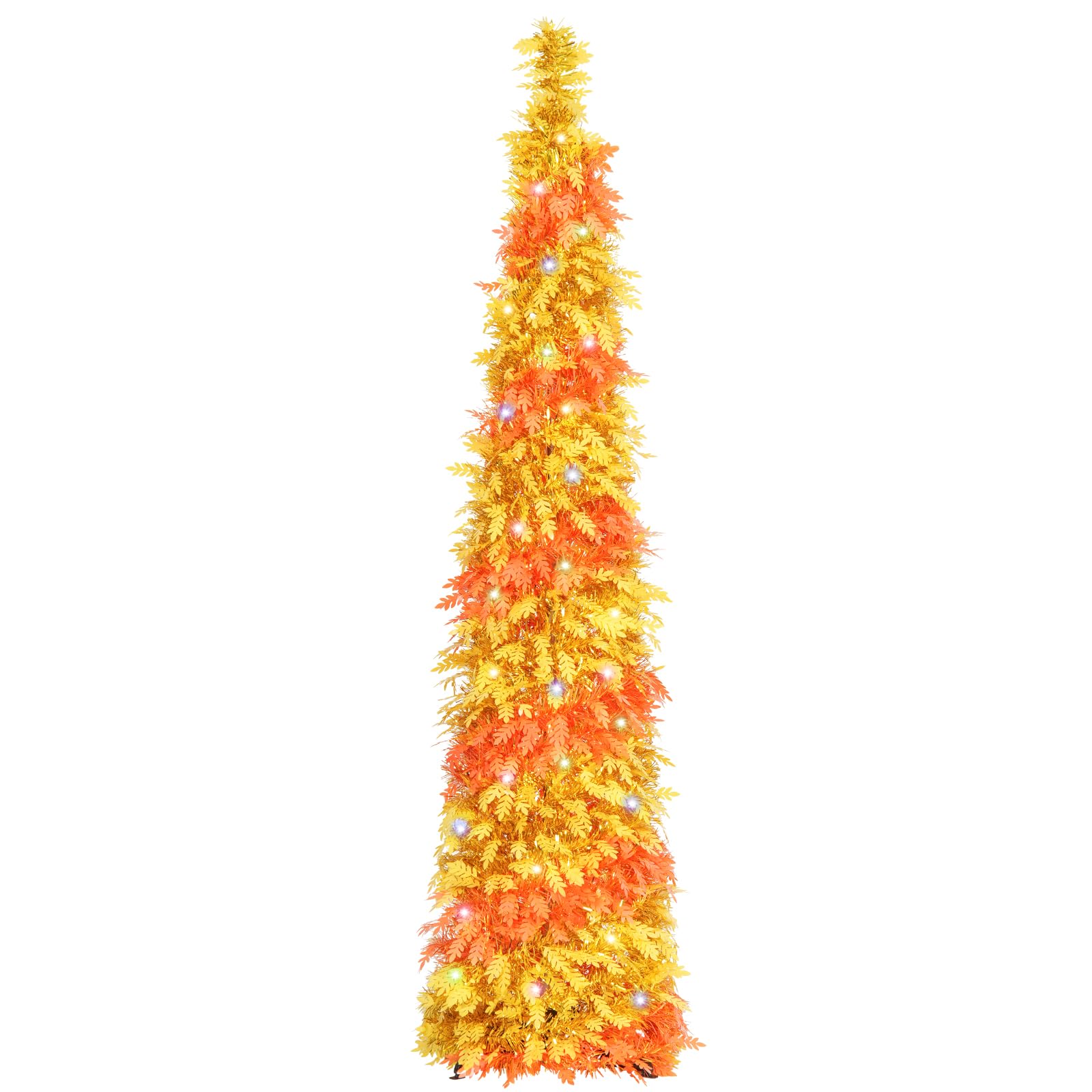 N&T NIETING Fall Tree Home Decor, Pop Up Tree with Lights & Timer & 8 Modes, Collapsible Tinsel Pencil Tree for Autumn Harvest P