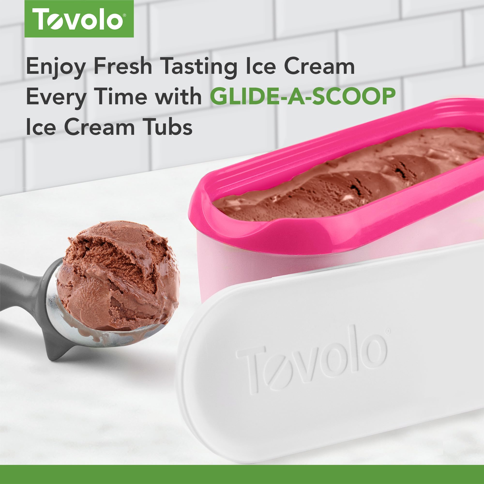 Tovolo Ice Cream Containers For Homemade Ice Cream, Glide-A-Scoop (1.5 Qt, Raspberry Tart) - Stackable Ice Cream Storage Contain