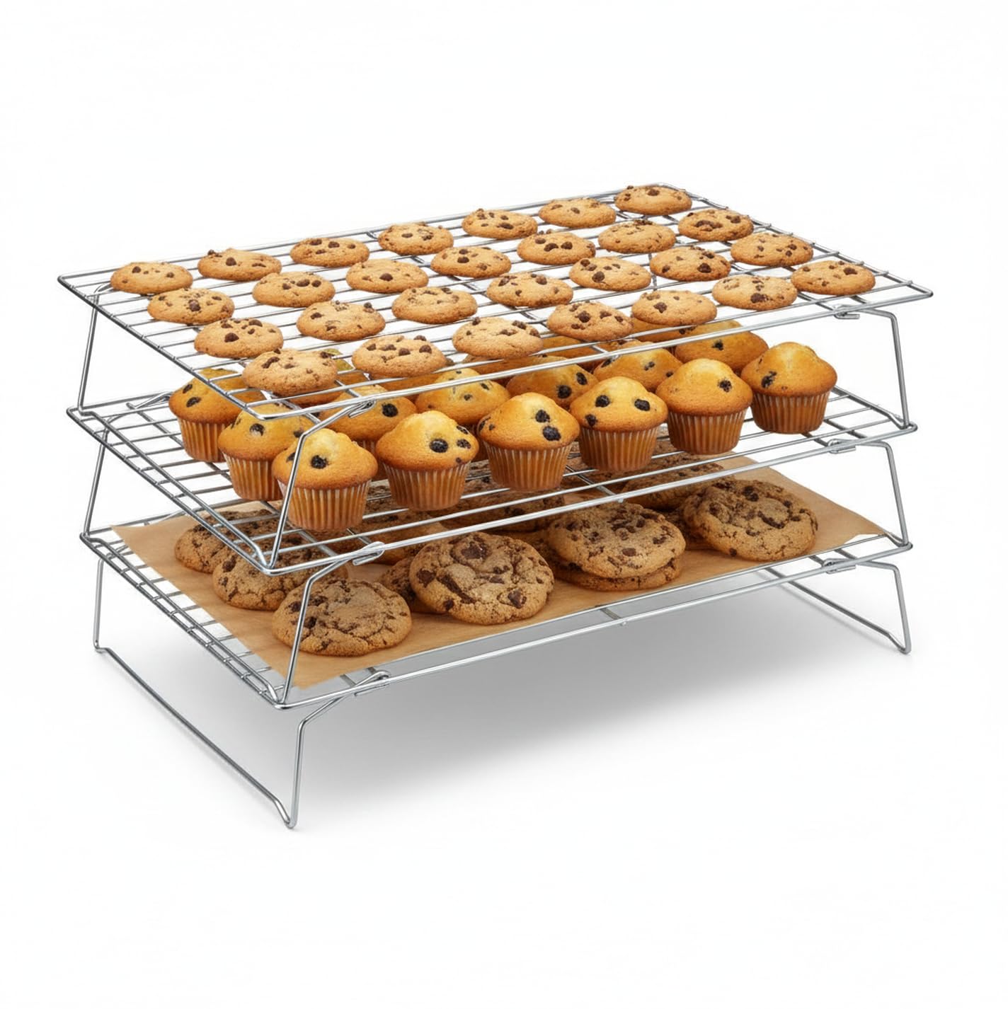 Hunnycook Cooling Racks  10 * 16 Inch 3PCS Stackable Tall Baking Racks, Stainless Steel Wire Rack for Baking Sheet, Cooling Rac