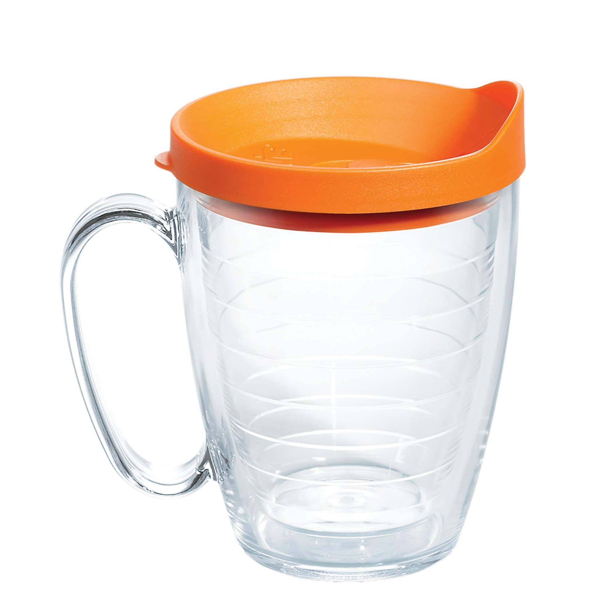 Tervis Clear & Colorful Lidded Made in USA Double Walled Insulated Tumbler Travel Cup Keeps Drinks Cold & Hot, 16oz Mug, Orange 