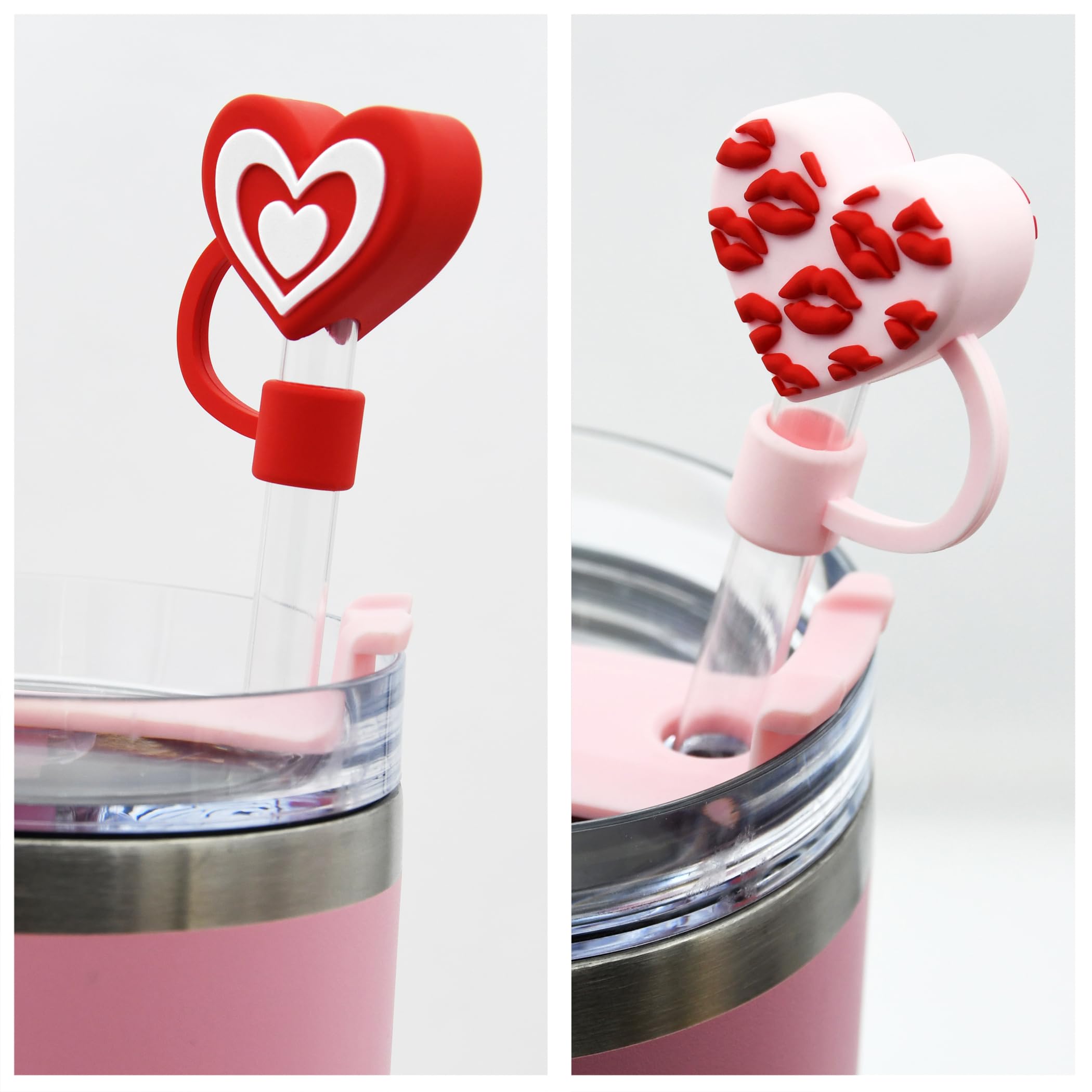 Meitesti Heart Straw Topper for Stanley Cup Compatible with 30&40 Oz Tumbler, 10mm Straw Tip Love Couple Fun Gifts (4pcs)