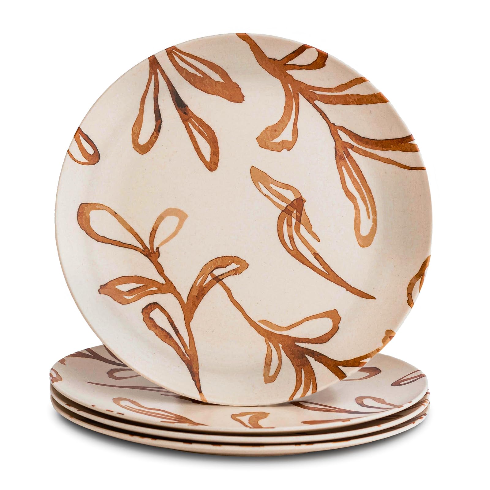 Nook Theory 4 Pack Reusable Bamboo Plates - Non-Toxic Toddler and Kids Plate, Dishwasher Safe, Not Microwavable Dinnerware (Wild