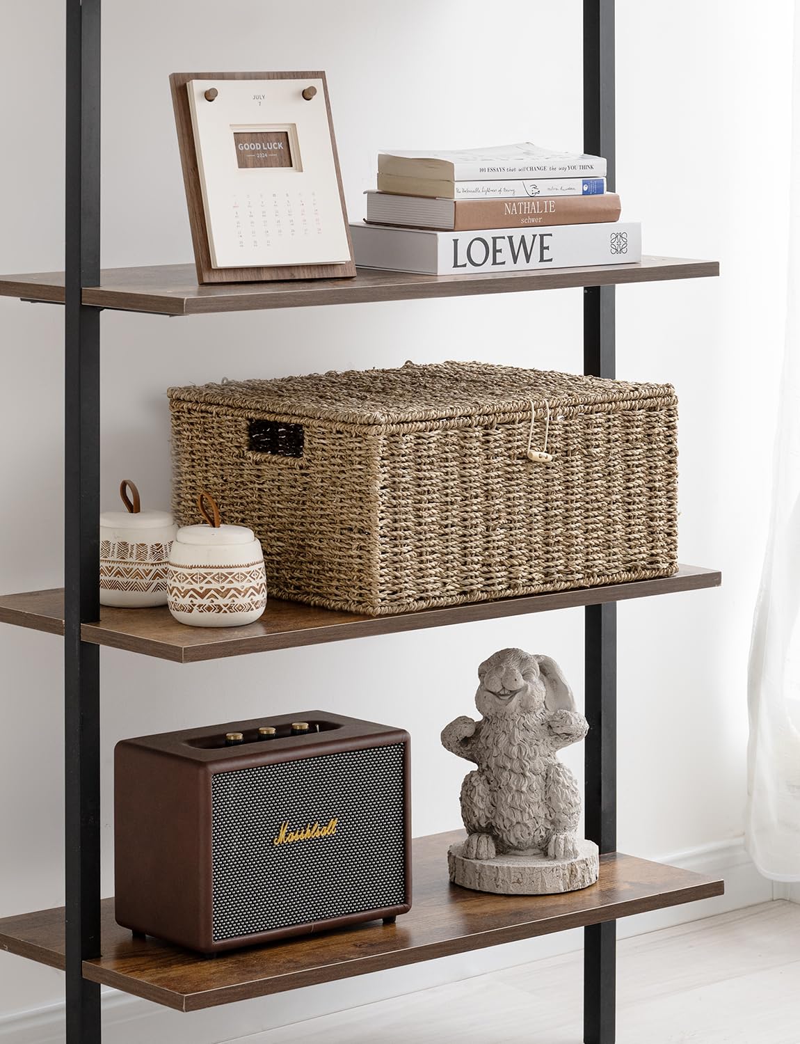 Storageworks Seagrass Wicker Baskets For Organizing, Large Wicker Basket With Lid, Decorative Basket With Built-In Handles, Stor