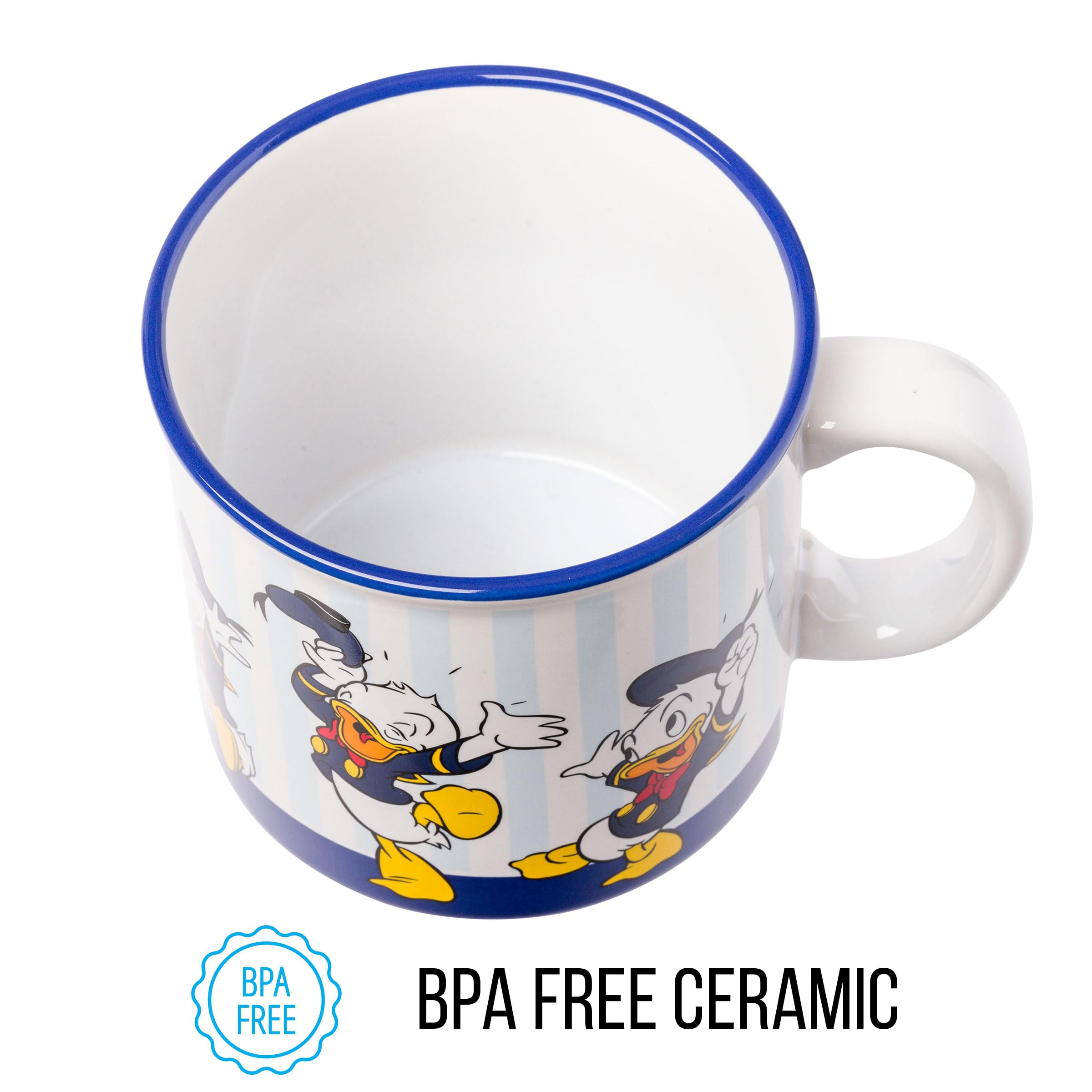 Silver Buffalo Disney Donald Duck Featuring Huey, Dewey, And Louie Ceramic Camper Mug, 20 Ounces