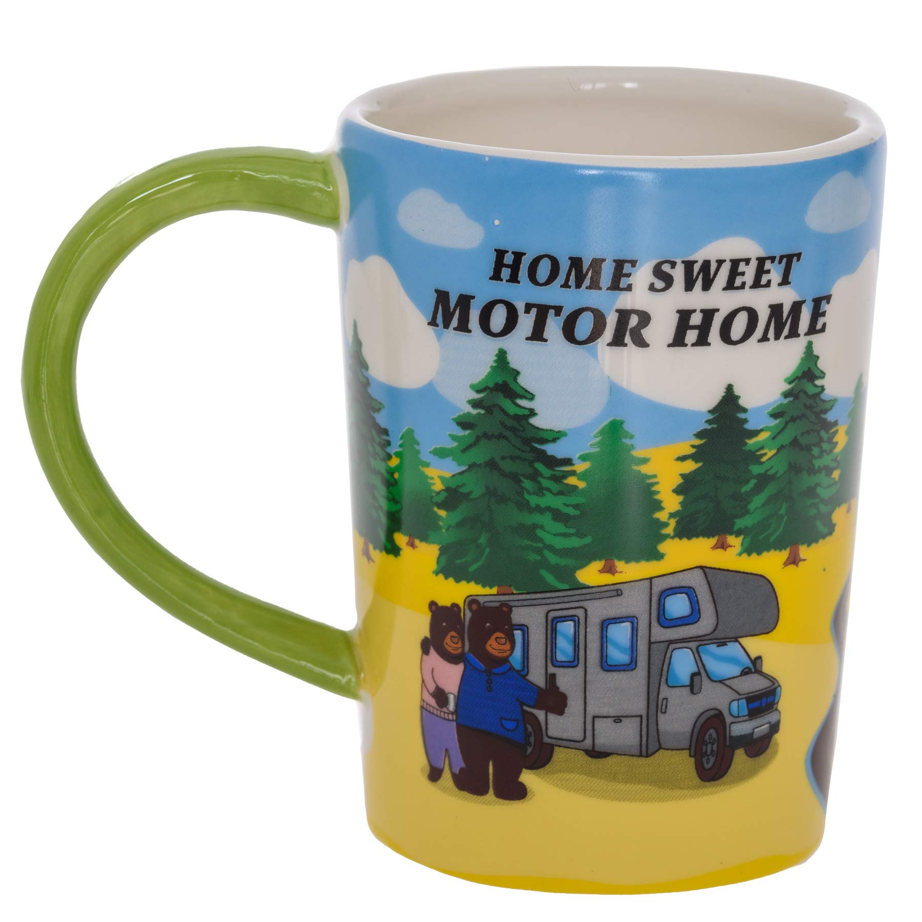 Home Sweet Motor Home Ceramic Mug - RV Black Papa Bear Coffee Mug for Men and Women - Mama Bear Mug Tea Cups White Cute Coffee M