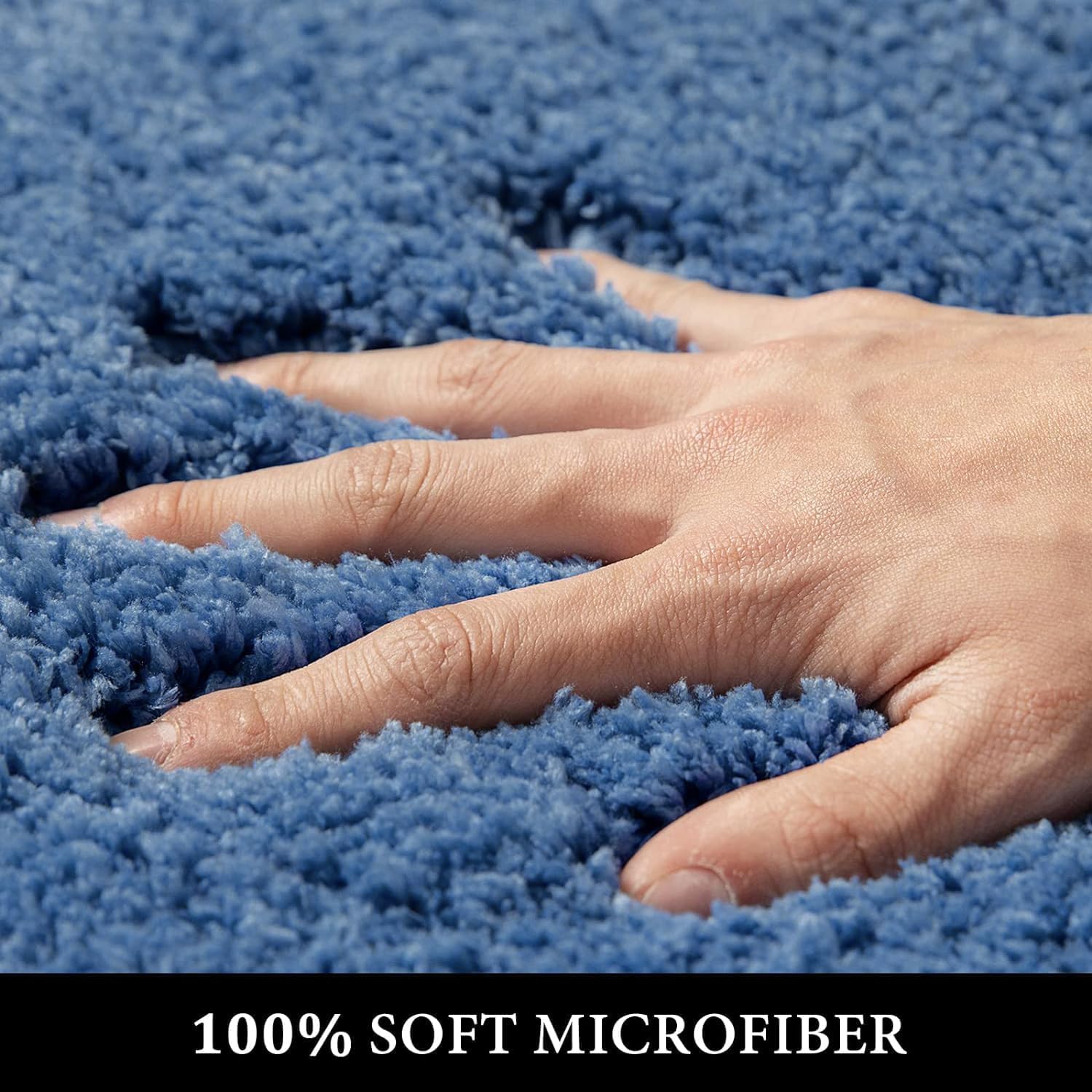 Miulee Blue Bathroom Rugs Set 2 Piece, Non Slip Bath Mat With Absorbent Microfiber, Ultra Soft Thick Rugs For Bathroom Floor Tub