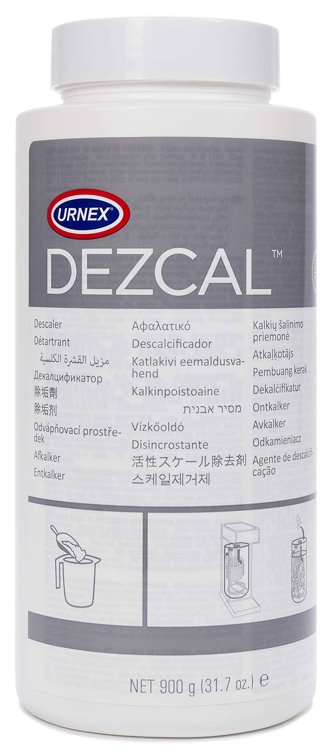 Urnex Dezcal Coffee And Espresso Machine Descaler Activated Scale Remover - 900G Bottle - Fast Effective Descaling Of Boilers An