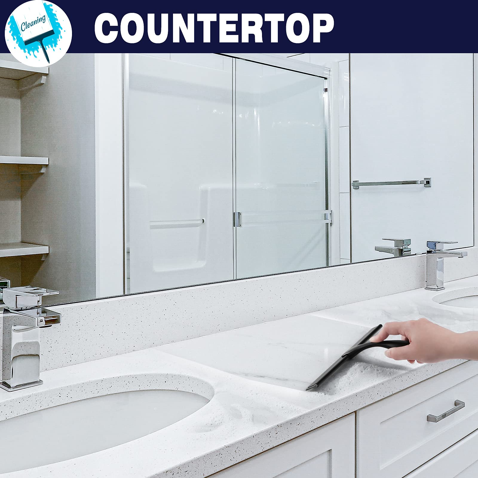 Netany Shower Squeegee, 12-Inch Matte Black Squeegee, All-Purpose Stainless Steel Squeegee For Bathroom, Shower Doors, Mirrors,