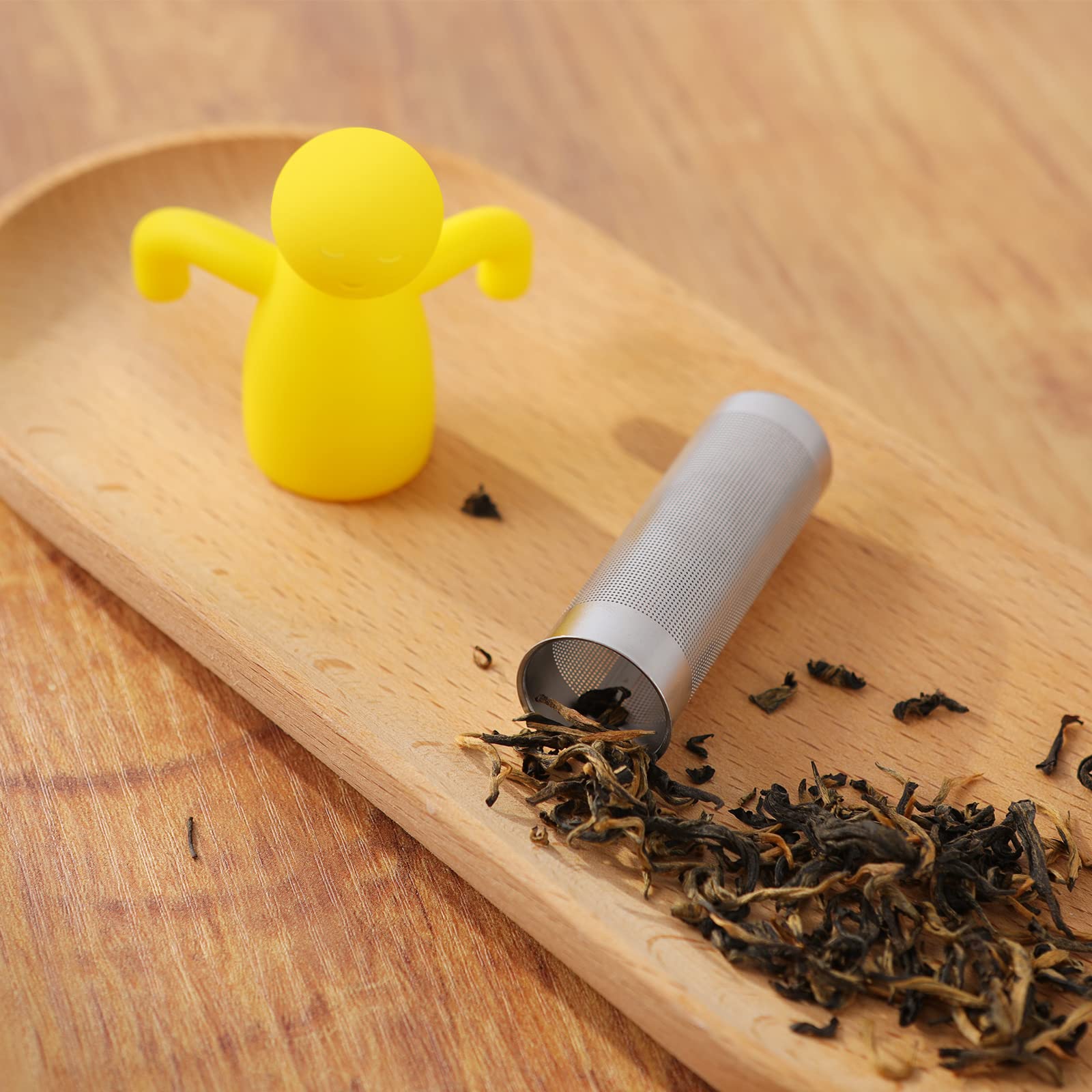 2 Pack Tea Infuser for Loose Tea Extra Fine Mesh Tea Steeper Stainless Steel Tea Strainer with Silicone Handle Cute Tea Ball for Cup Mug  Grey and Yellow