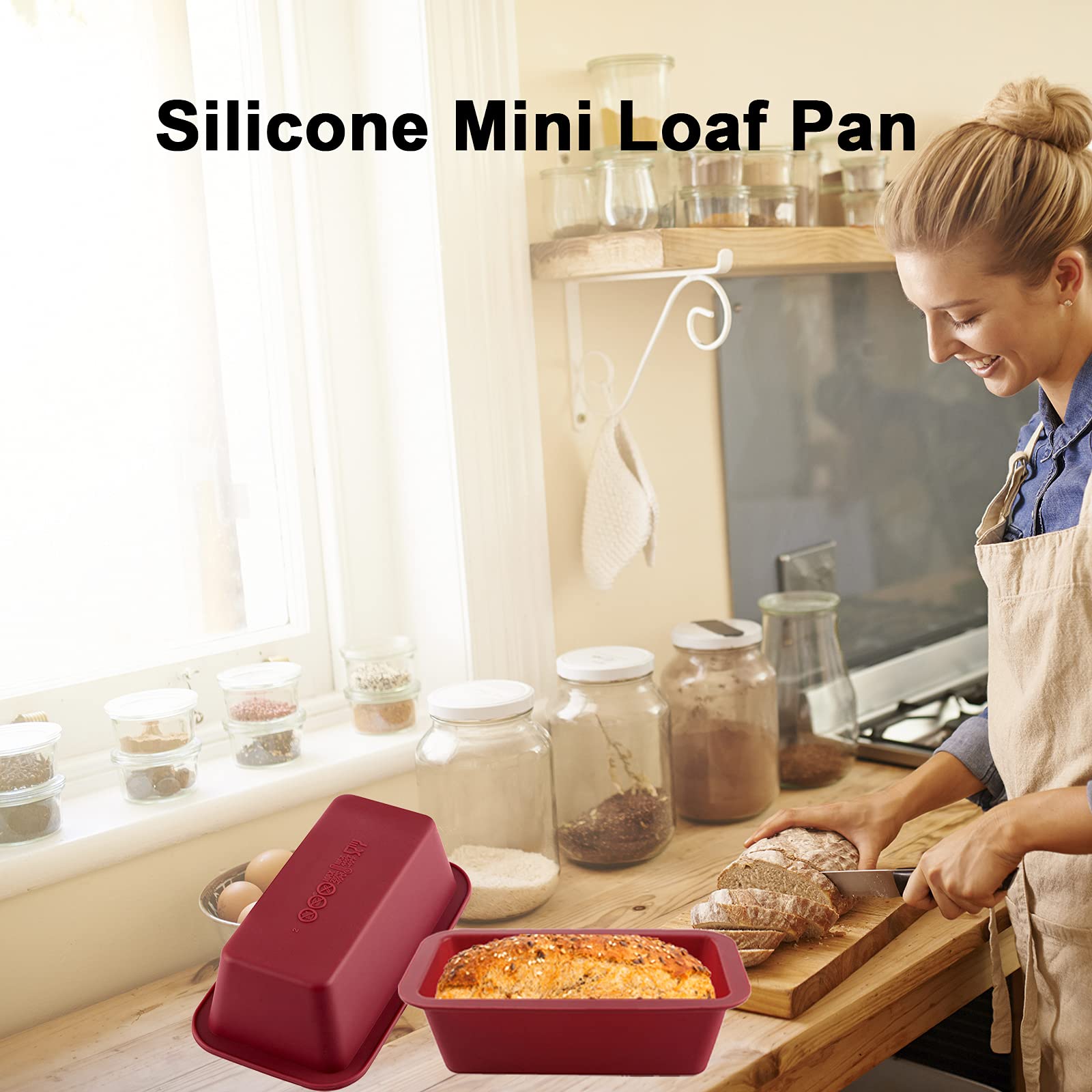 Silicone Mini Loaf Pan Set Of 4, Nonstick Easy Release Rectangle Silicone Mini Cake Pan For Baking Bread, Flexible Bpa Free Sili