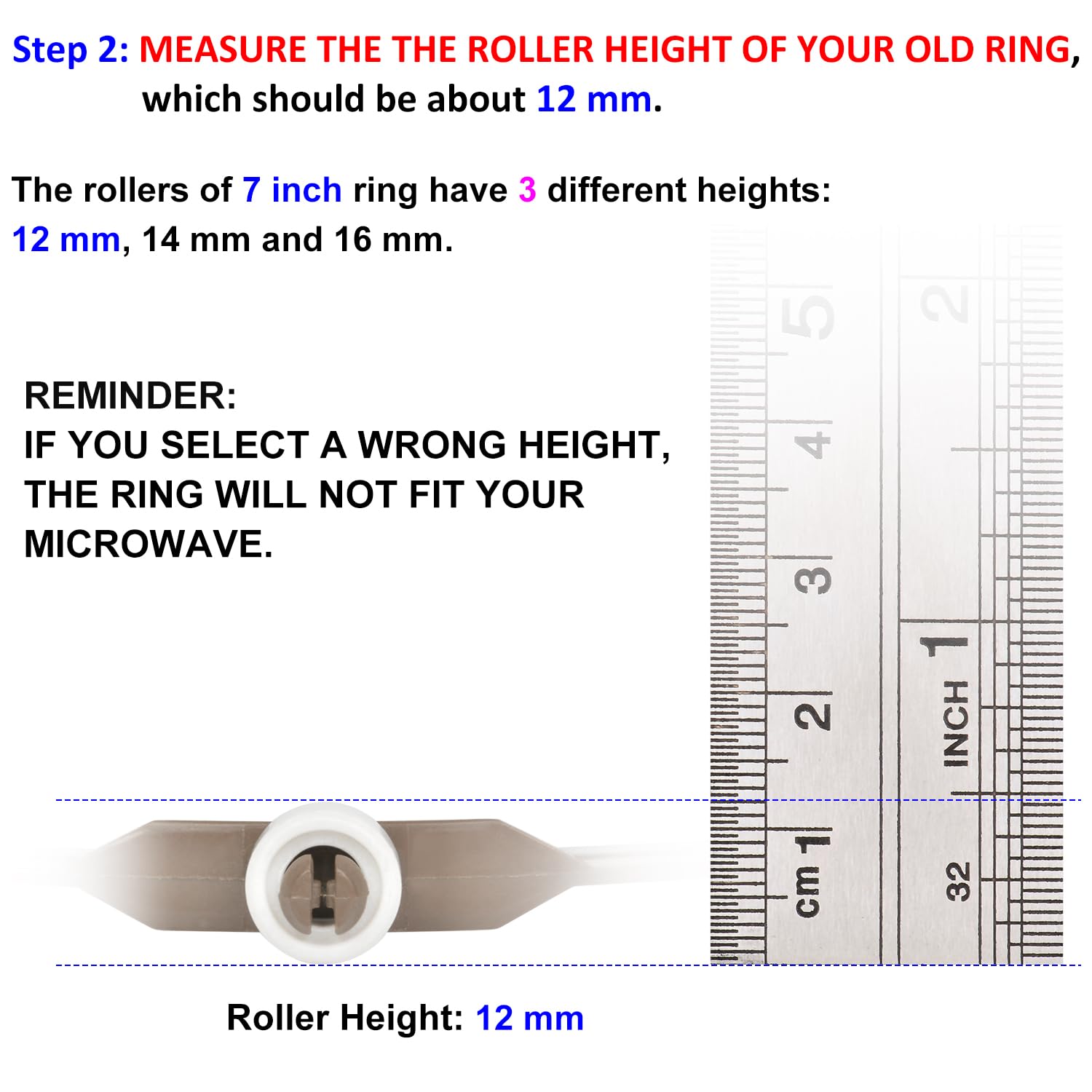 Jolaxy 7'' Microwave Turntable Ring with 12 mm Rollers  Microwave Oven Tray Support  Glass Plate Rotating Roller Ring  Ring Outer Diameter 7 inches (17.8 cm)  Roller Height 12 mm