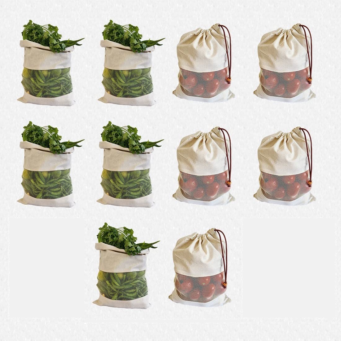 Fab Ellite Cotton Vegetable Bags Fridge Storage Bag Sabji Fruits Pouch Refrigerator Produce Bags Clothe Muslin Reusable Washable
