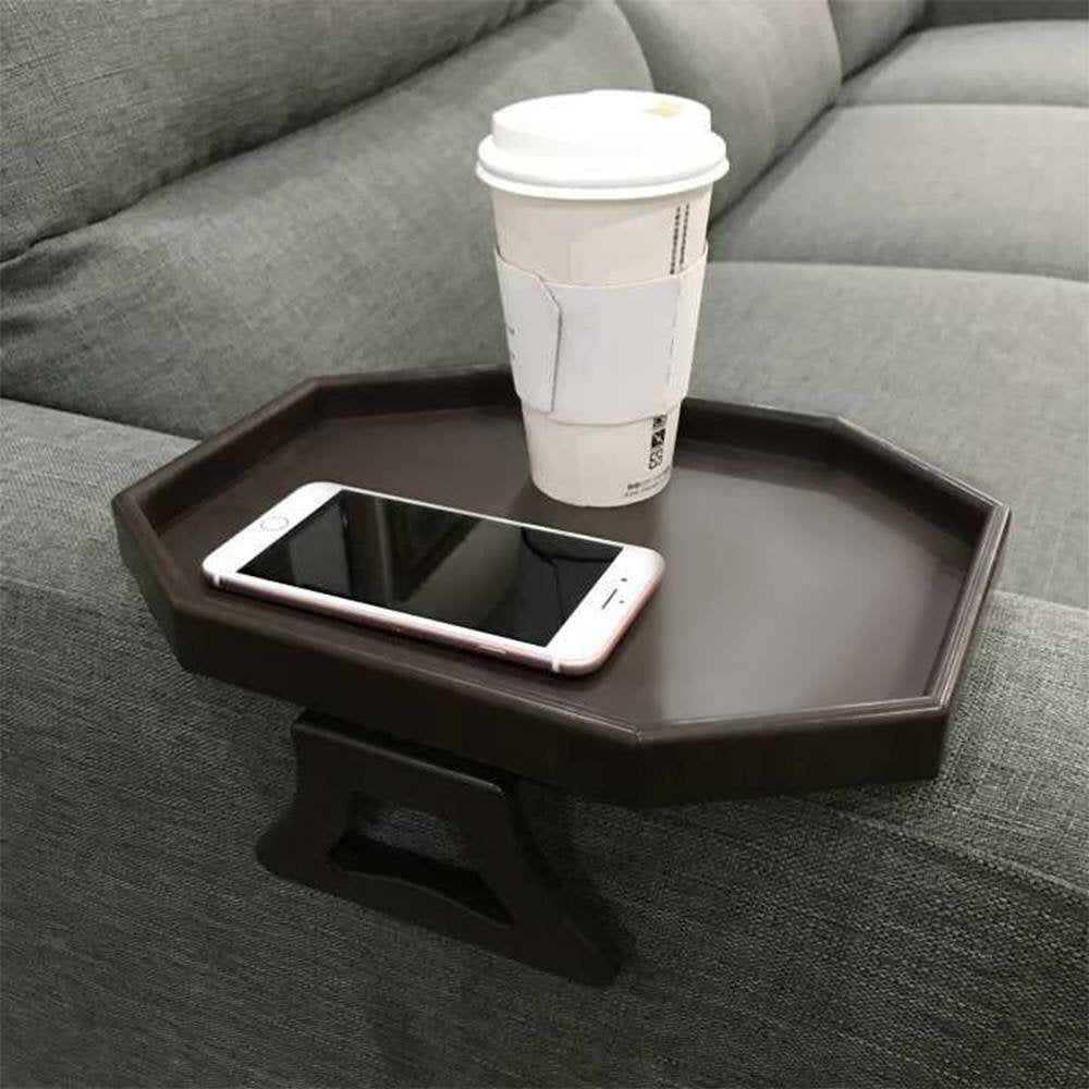 Xchouxer Sofa Arm Clip Table, Armrest Tray Table, Drinks/Remote Control/Snacks Holder, 9 In X 12.3 In X 4.5 In  (Cherry Brown)
