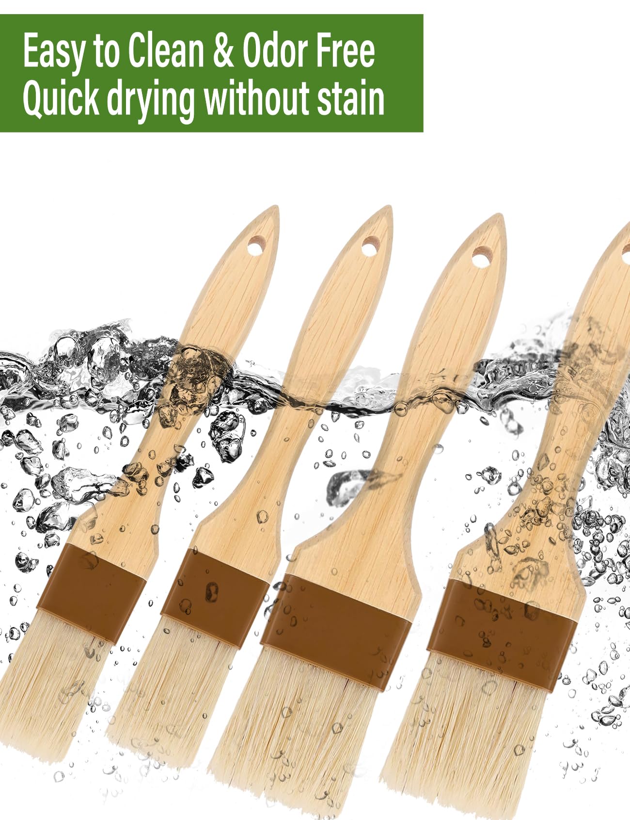 Pastry Brush,Basting Brush For Cooking,Natural Bristle Bbq Brush For Oil & Sauce,Wooden Handle Food Brush For Baking,Easy Clean