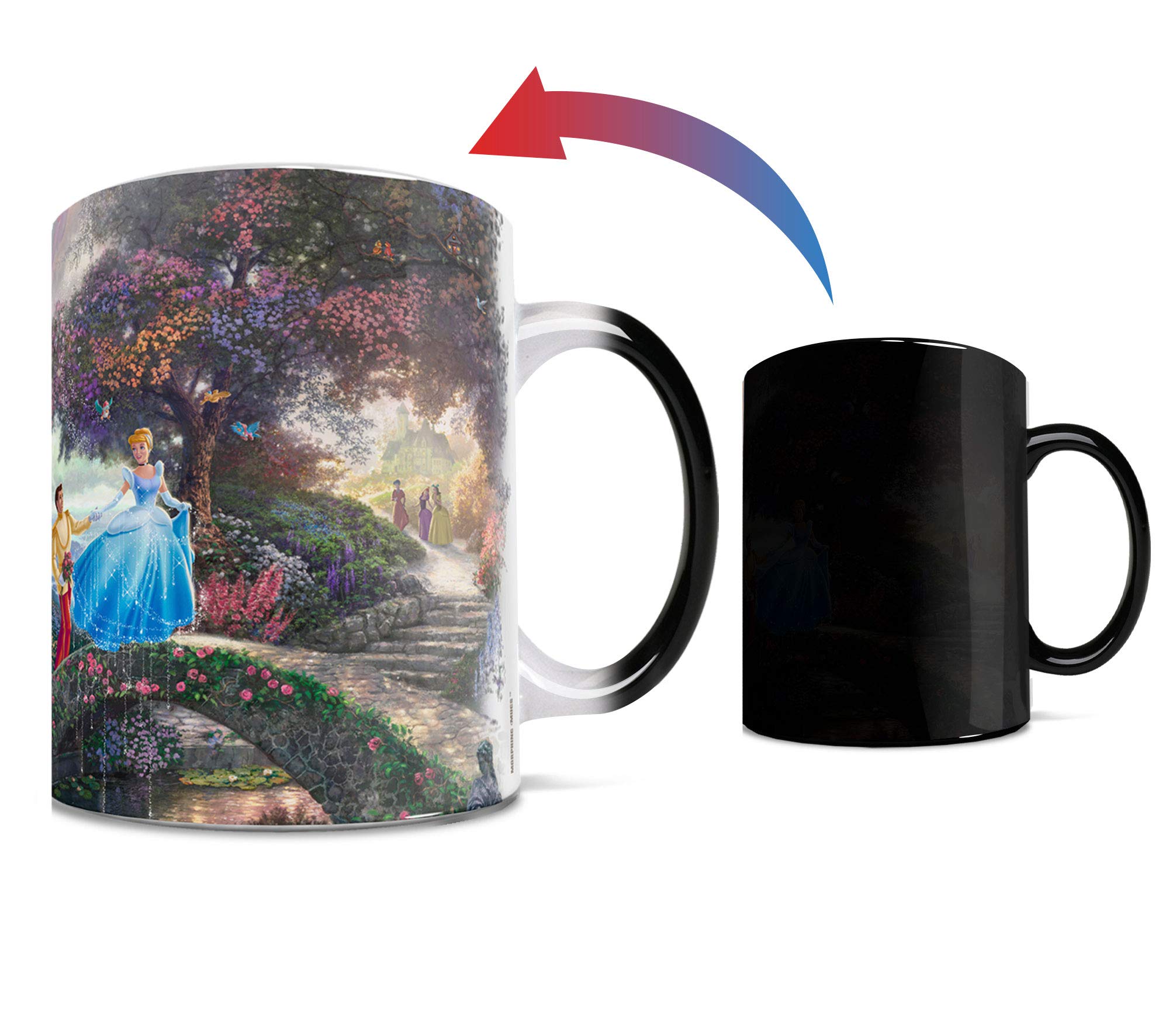 Morphing Mugs Disney - Cinderella - Wishes Upon a Dream - Thomas Kinkade - One 11 oz Color Changing Heat Sensitive Ceramic Mug -