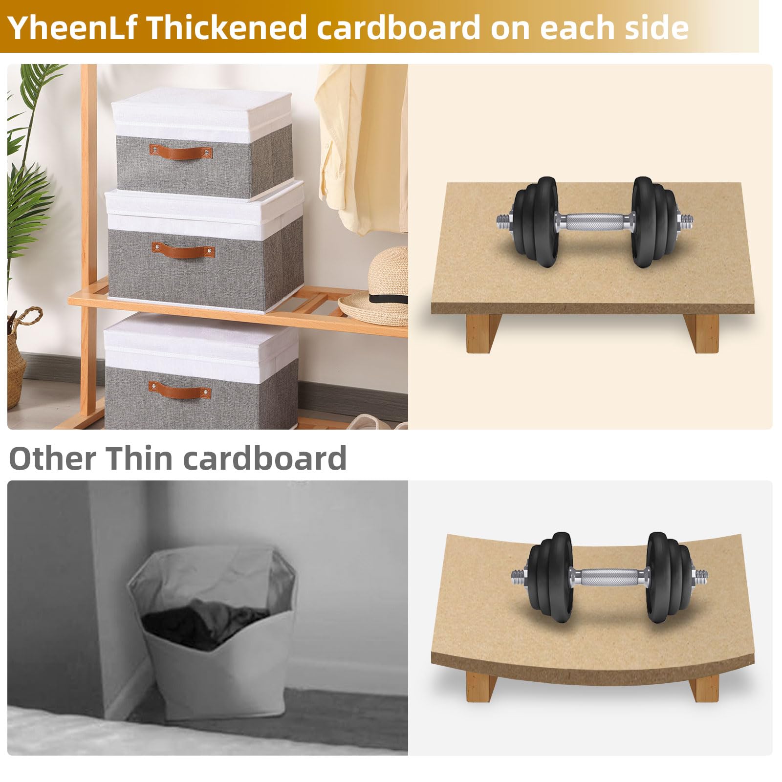 Yheenlf Fabric Storage Boxes With Lids, Linen Foldable Cloth Baskets, 17.7 X 11.8 X 11.8 Inch Closet Organizer Containers With D