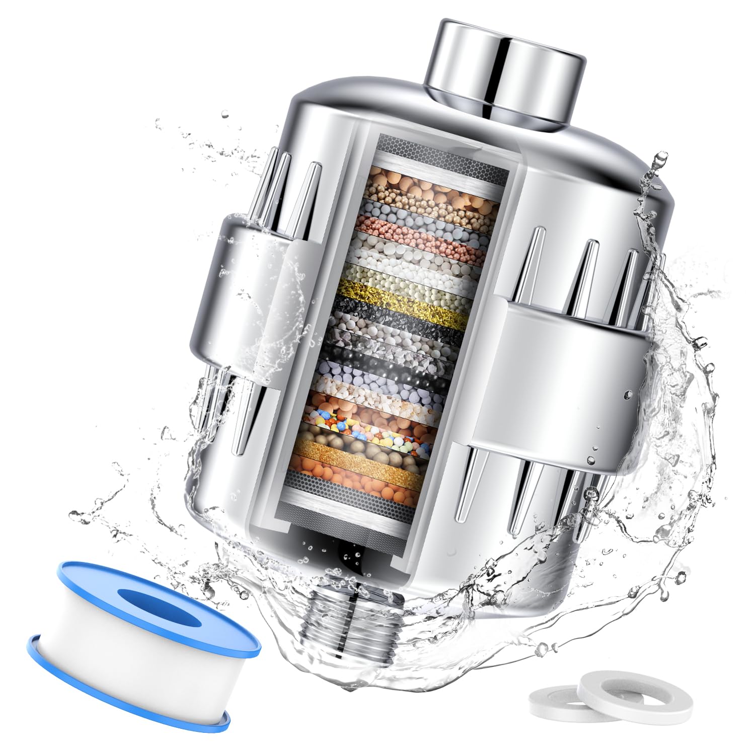 24 Stage Shower Water Filter - High Output Softener To Remove Chlorine And Fluoride - Reduces Dry Itchy Skin, Dandruff, And Impr