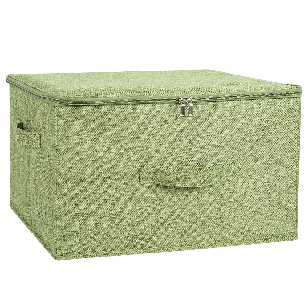 Anminy Storage Bins With Zipper Lid Storage Boxes With Handles Pp Plastic Board Foldable Lidded Cotton Linen Fabric Home Cube Ba