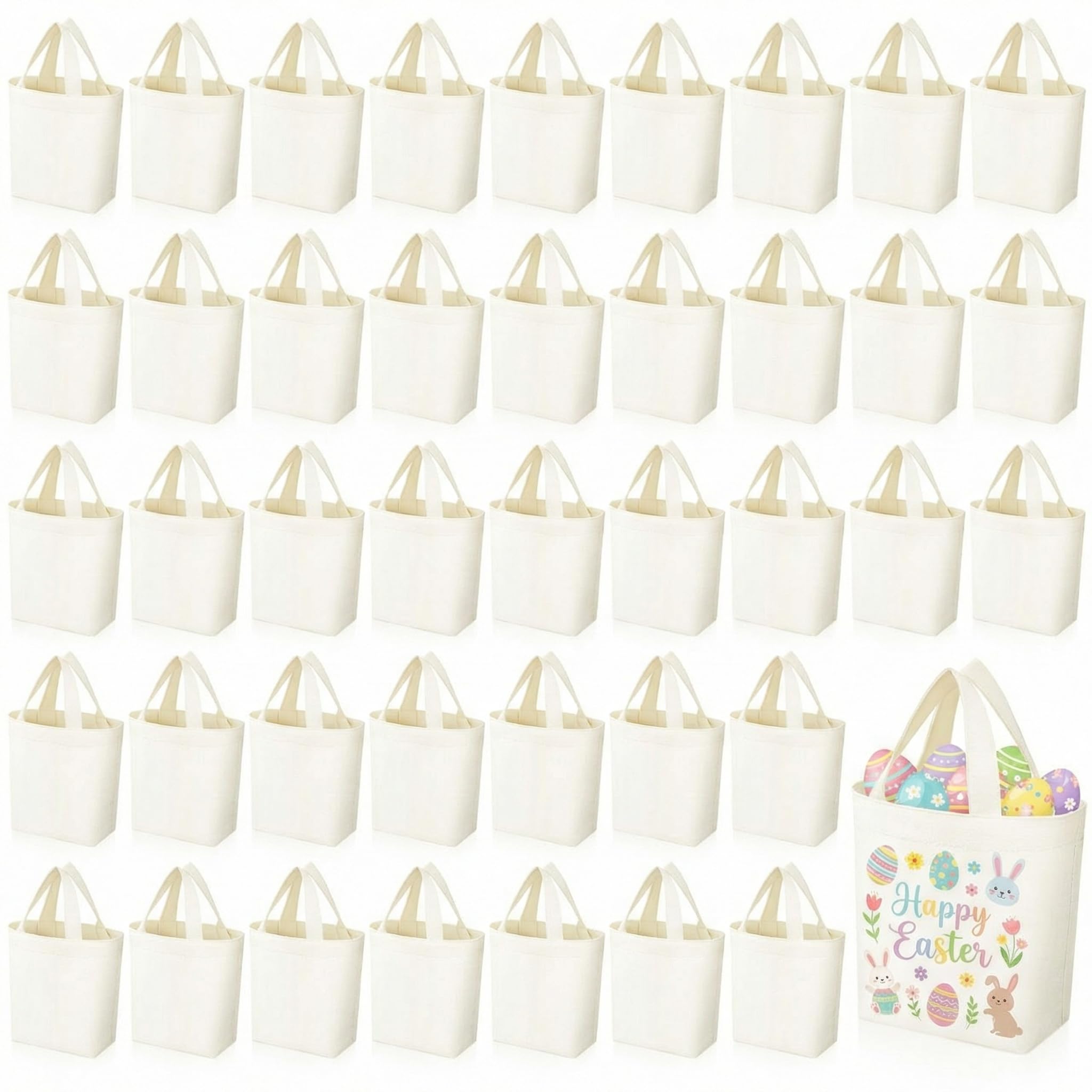 Amylove 48 Pcs Mini Tote Bag Sublimation Blank Canvas Tote Bags Reusable for Grocery Shopping, DIY, Easter Party Favor Gift Bags